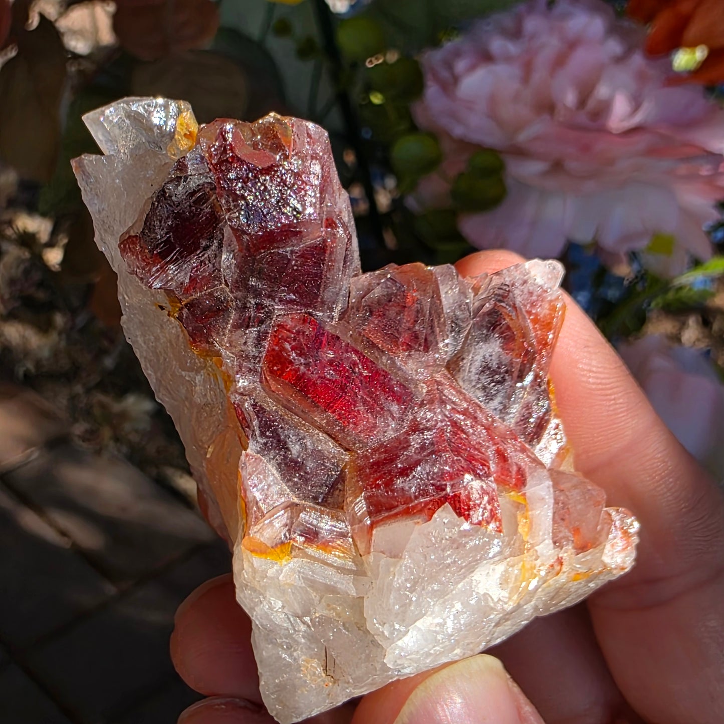 Red Quartz Cluster Crystal Specimen from Morocco | Rough Mineral Sample | 82.57 grams