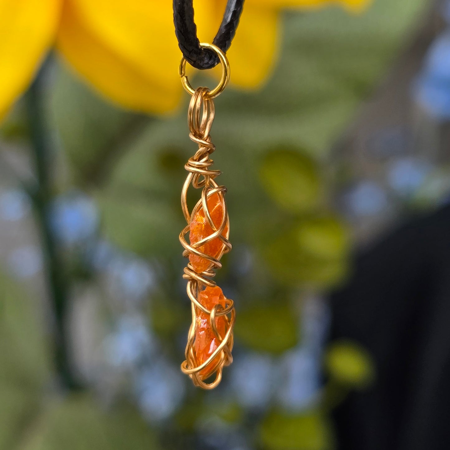 Raw Wire Wrapped Wulfenite Crystal Piece Necklace | Wire Rock Pendant | Geology Gift