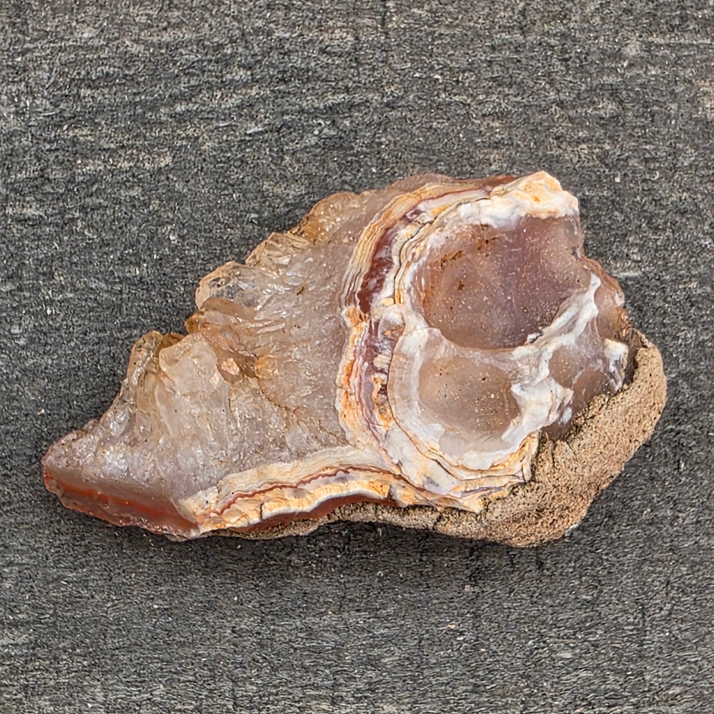 Agate with Quartz Crystal Specimen: Natural Mule Mountains, California Desert Rock (12.90 grams)
