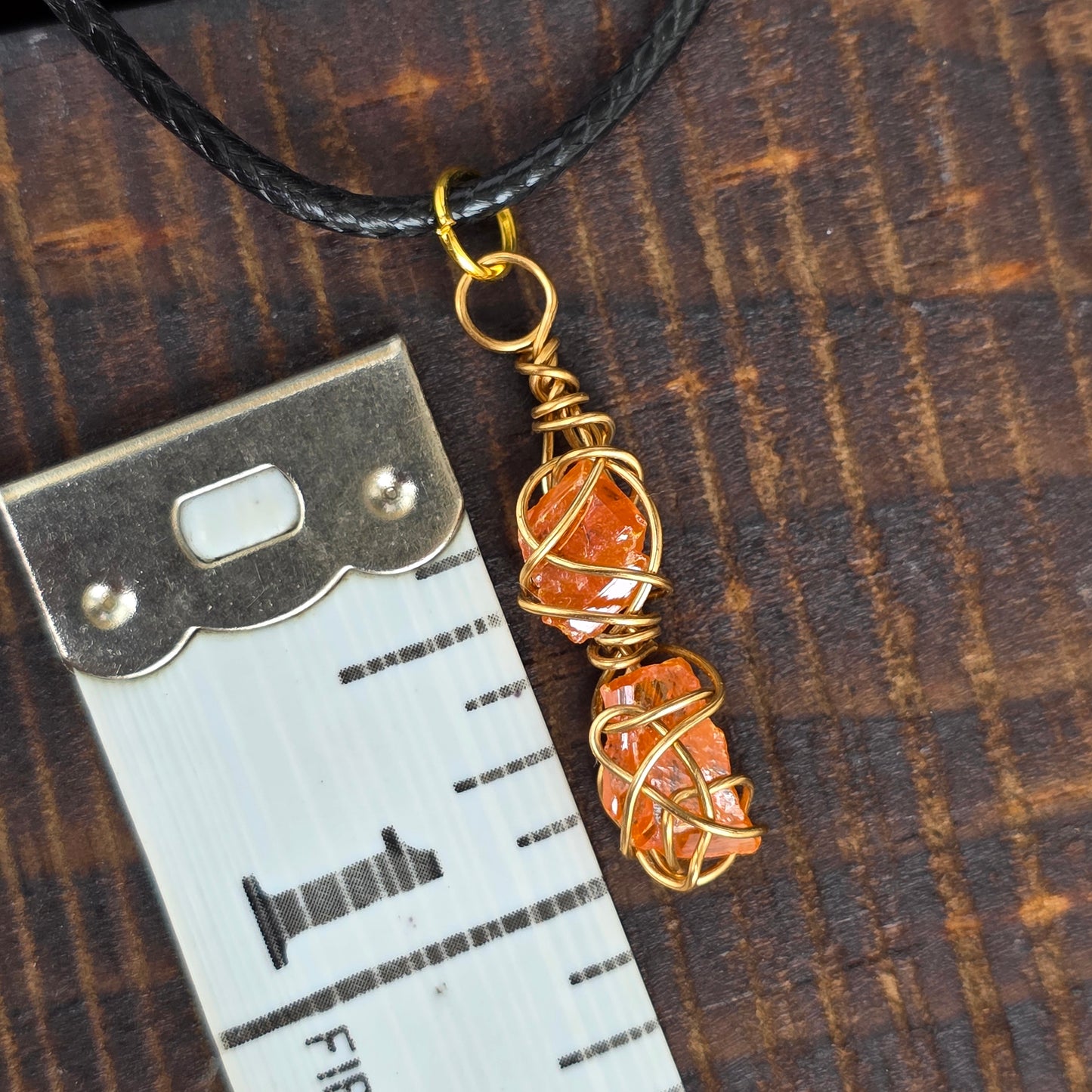 Raw Wire Wrapped Wulfenite Crystal Piece Necklace | Wire Rock Pendant | Geology Gift