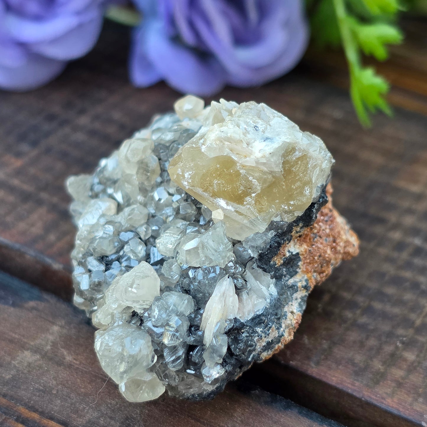 Phenomenal Cerussite Rock Specimen | with Galena and Barite | UV Reactive Glowing Mineral | Natural Raw Stone | 72 g