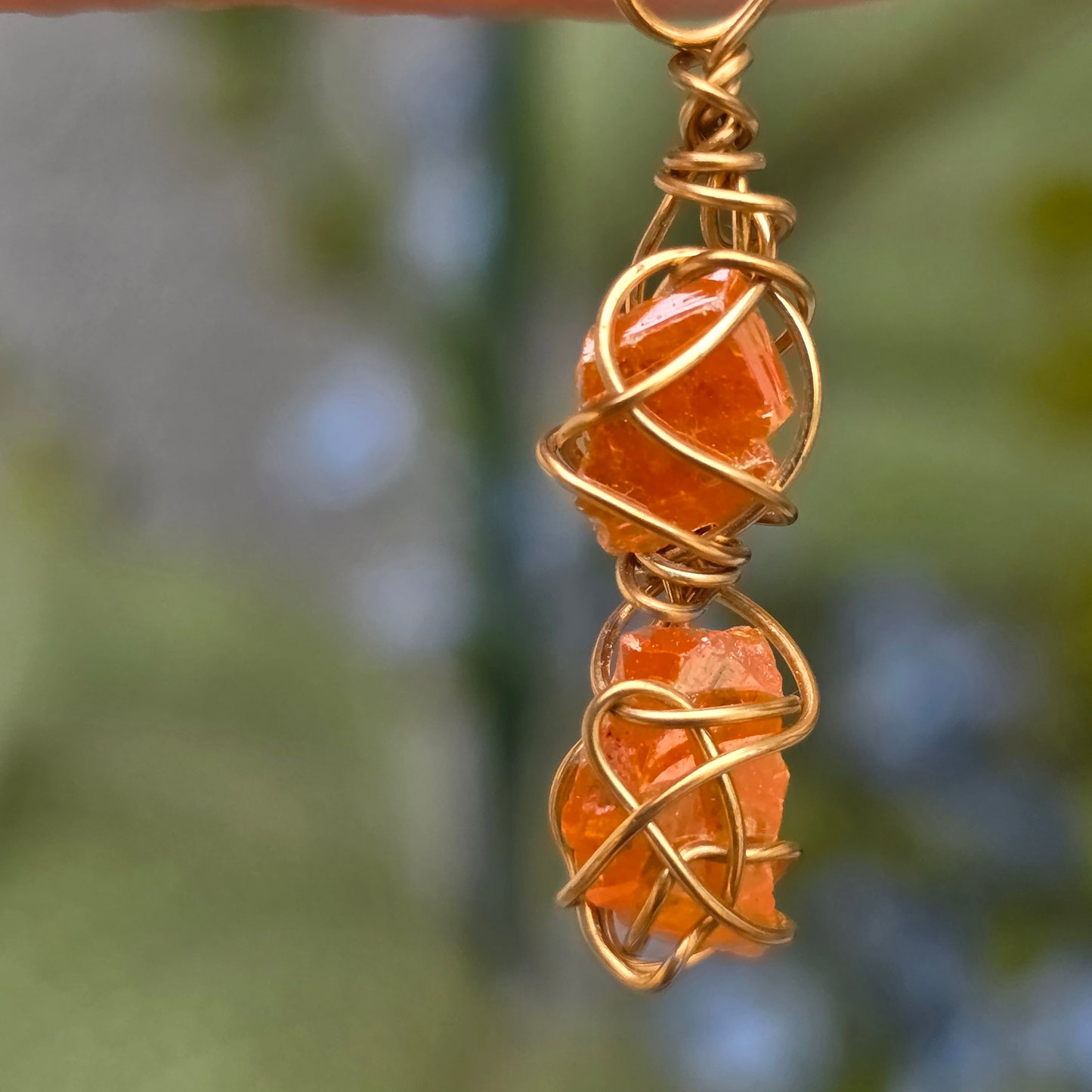 Raw Wire Wrapped Wulfenite Crystal Piece Necklace | Wire Rock Pendant | Geology Gift