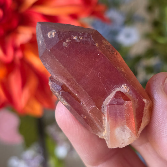 Pointed Red Quartz Crystal Specimen from Morocco | Rough Mineral Sample | 29.37 grams