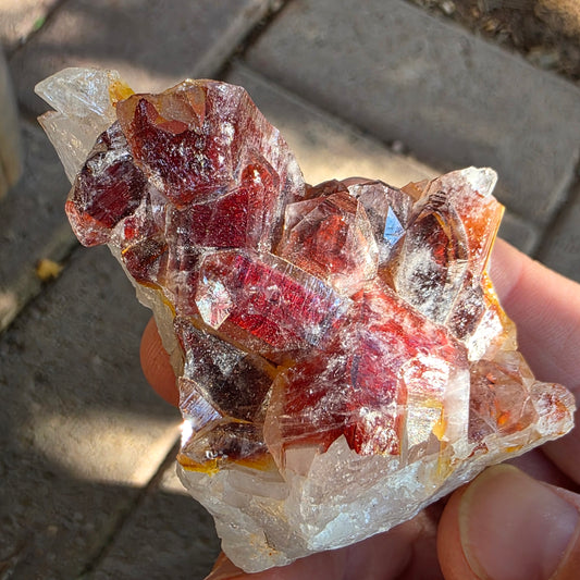 Red Quartz Cluster Crystal Specimen from Morocco | Rough Mineral Sample | 82.57 grams