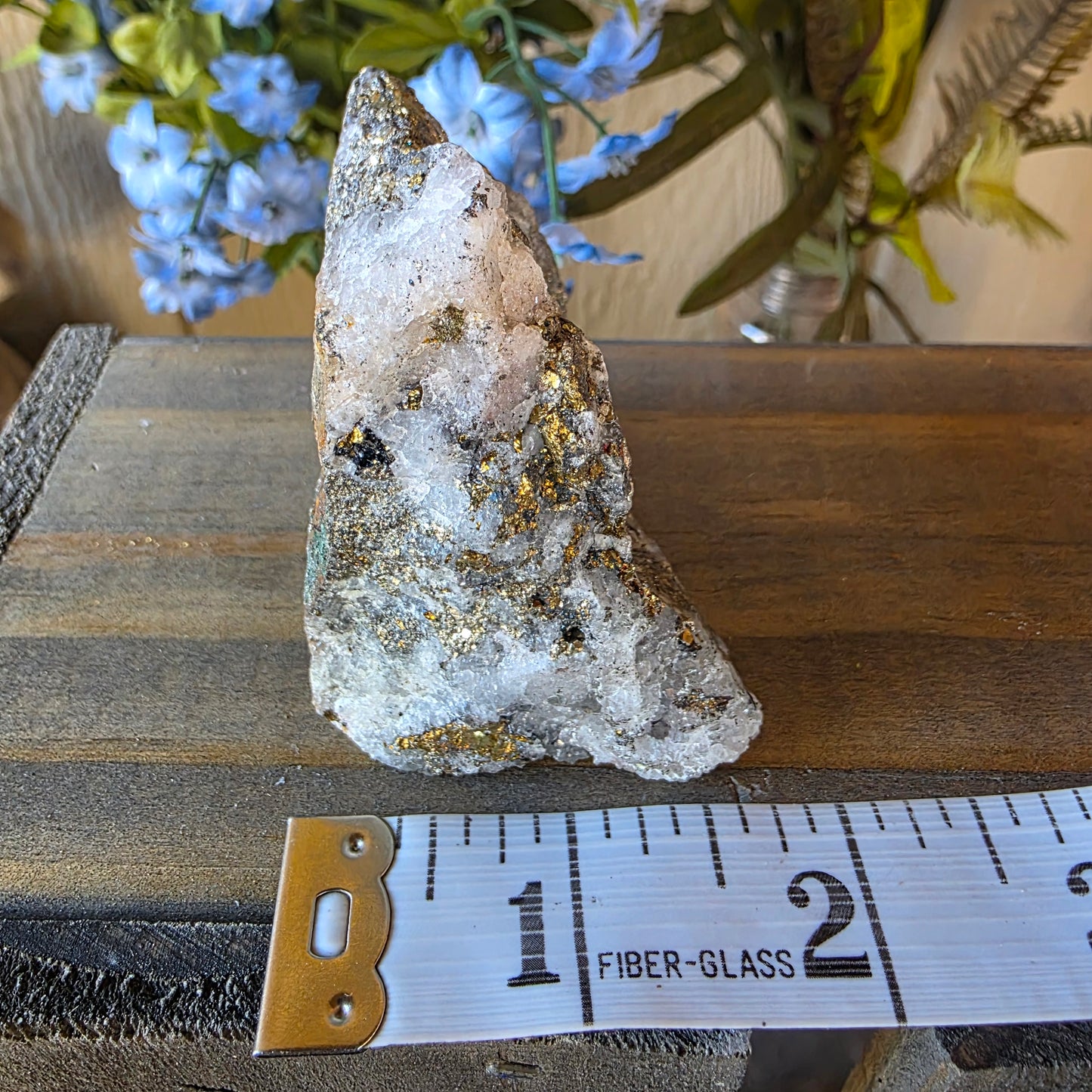 Rough Pyrite and Chalcopyrite on Quartz Rock Specimen from Morocco | Sparkly Fool's Gold