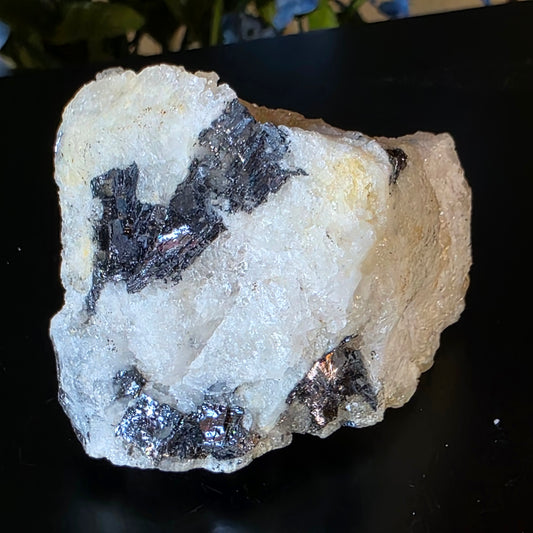 Galena on Quartz Matrix Rock - 105.44g - Mineral Specimen from Morocco - Raw Shiny Stone