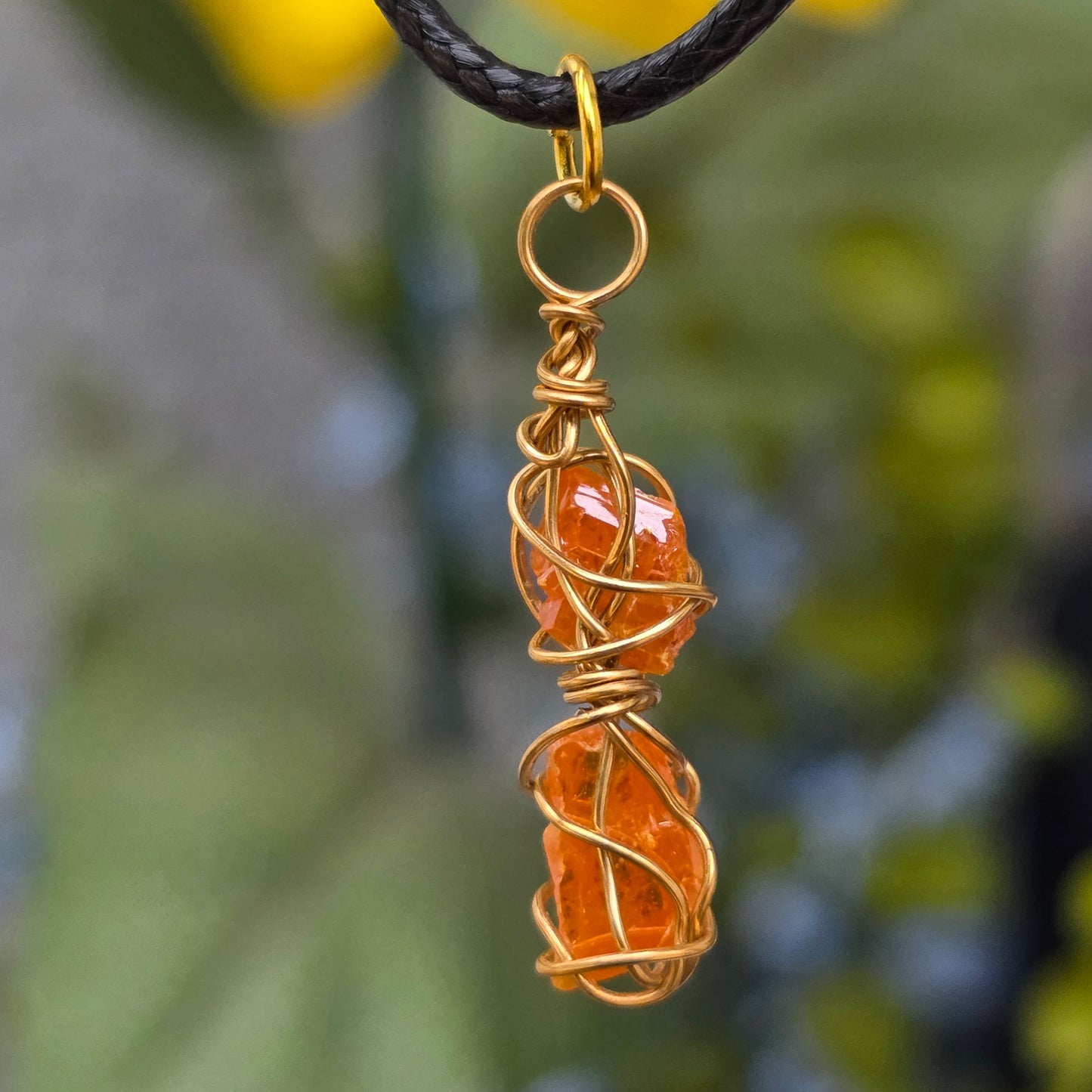 Raw Wire Wrapped Wulfenite Crystal Piece Necklace | Wire Rock Pendant | Geology Gift