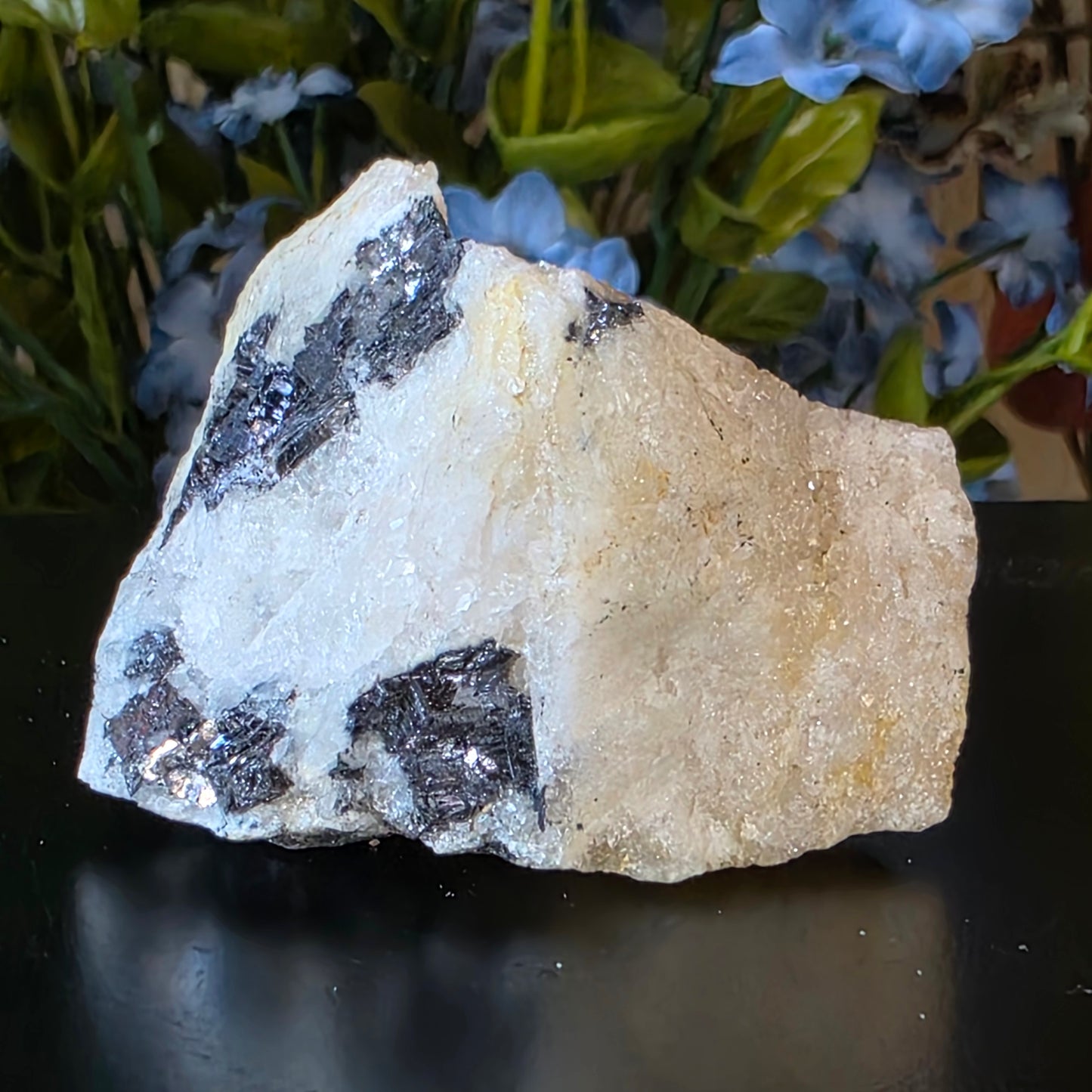 Galena on Quartz Matrix Rock - 105.44g - Mineral Specimen from Morocco - Raw Shiny Stone