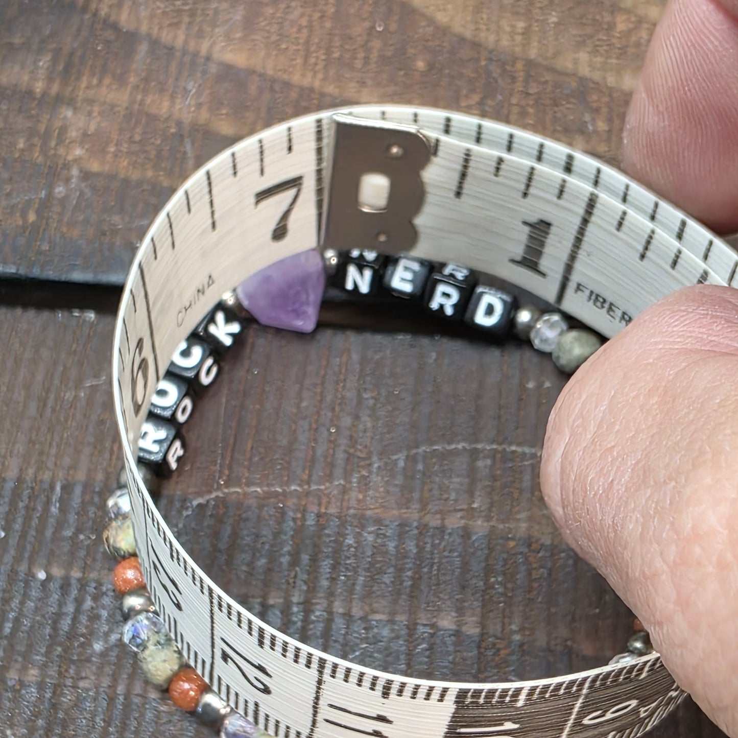Rock Nerd Statement Beaded Bracelet | Stretch Fit | Amethyst Jewelry