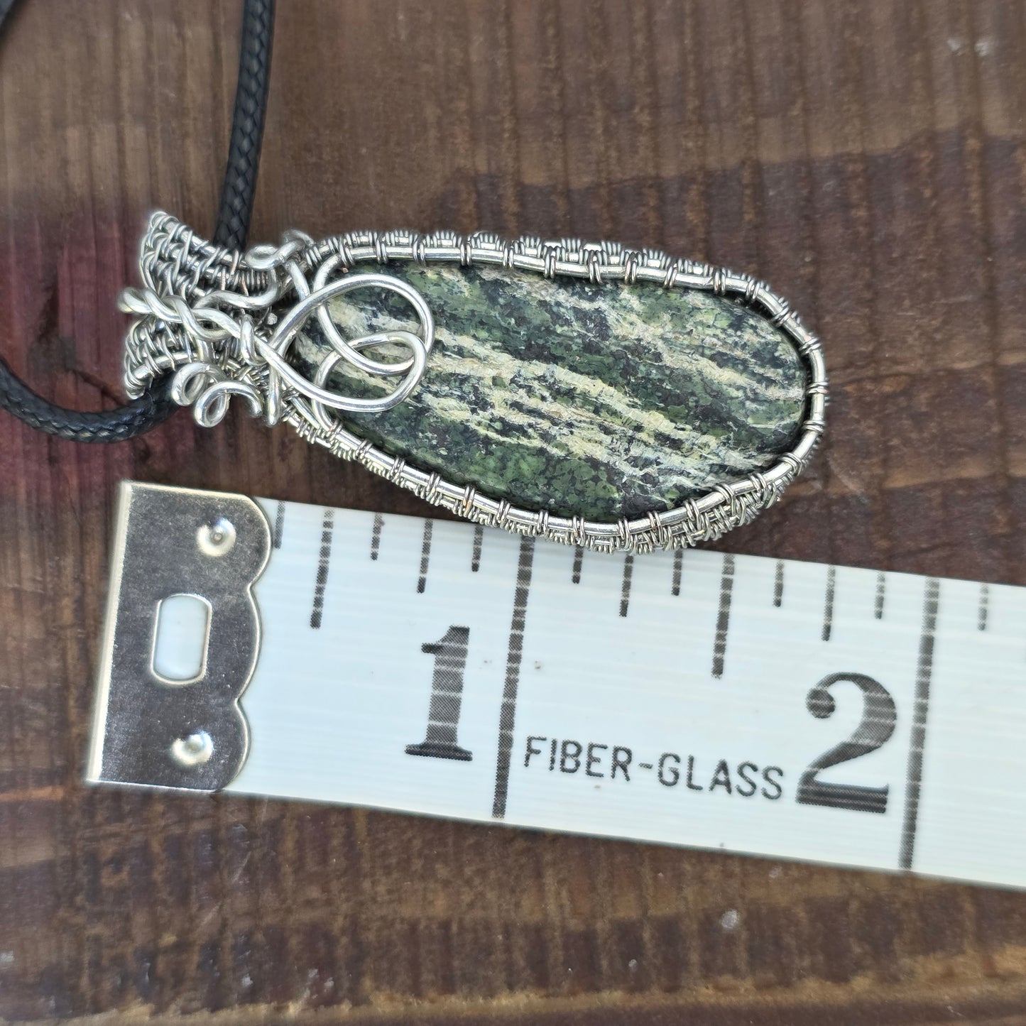 Serpentine Rock Necklace | Wire Wrapped Stone Pendant | Nature Themed Unique Handmade Jewelry