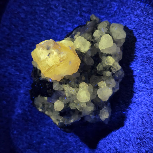 Phenomenal Cerussite Rock Specimen | with Galena and Barite | UV Reactive Glowing Mineral | Natural Raw Stone | 72 g