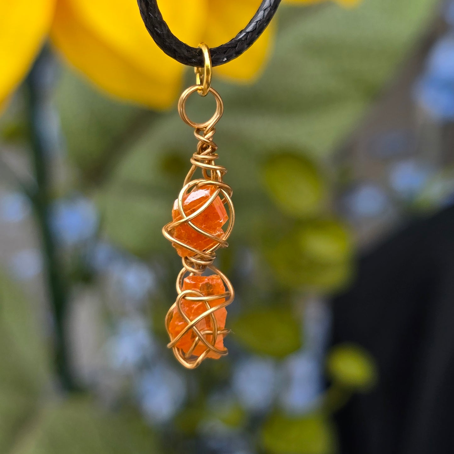 Raw Wire Wrapped Wulfenite Crystal Piece Necklace | Wire Rock Pendant | Geology Gift