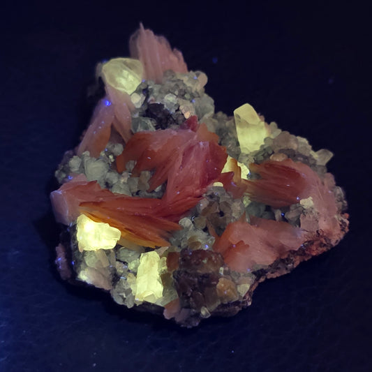 Captivating Cerussite Rock Specimen | with Pink Barite & Galena | UV Reactive Glowing Mineral | Natural Raw Stone | 49 g