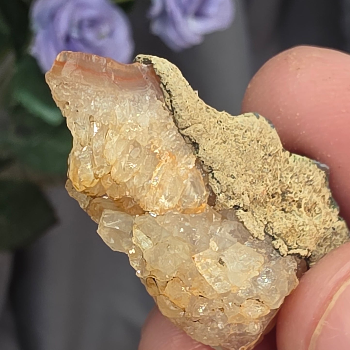 Agate with Quartz Crystal Specimen: Natural Mule Mountains, California Desert Rock (12.90 grams)
