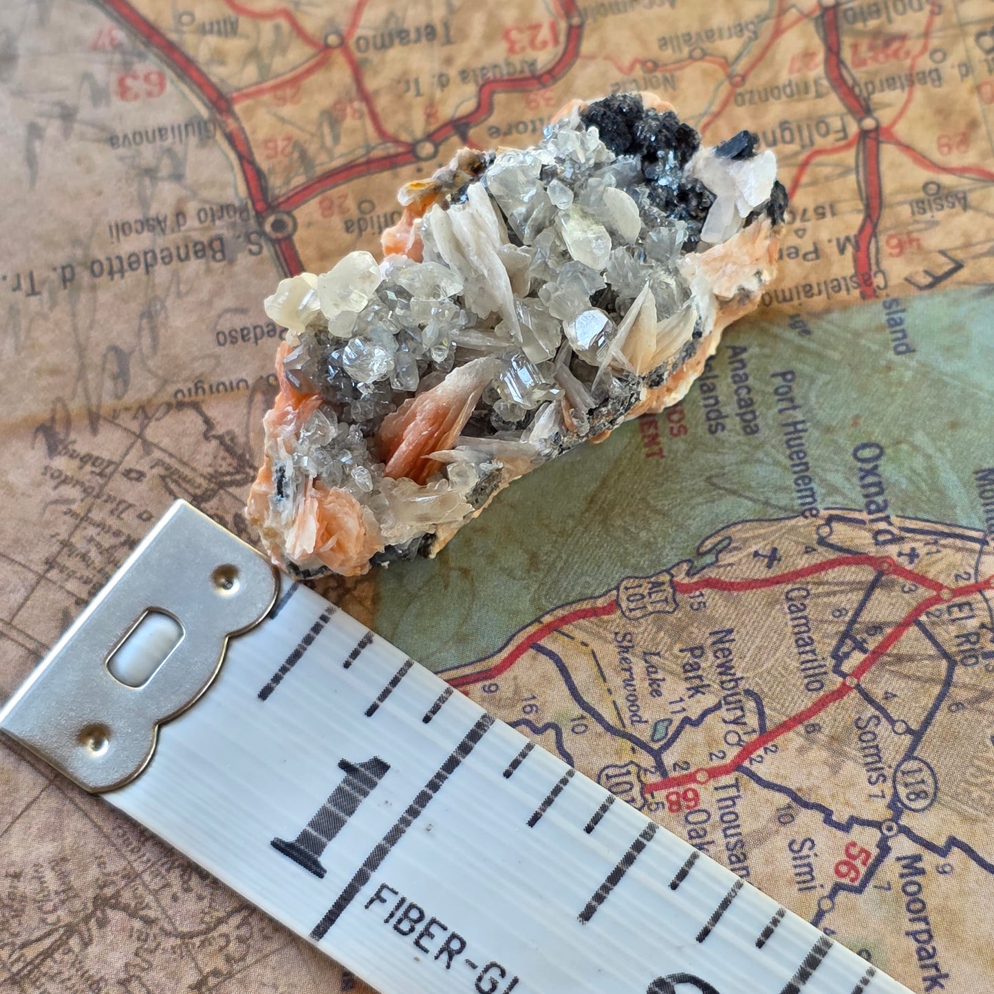 Gorgeous Cerussite Rock Specimen | with Galena and Barite | UV Reactive Glowing Mineral | Natural Raw Stone