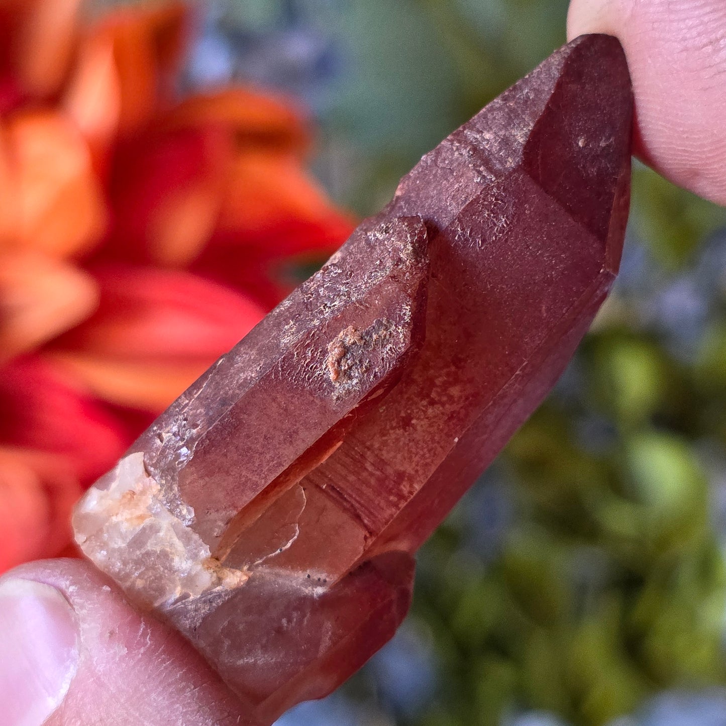 Pointed Red Quartz Crystal Specimen from Morocco | Rough Mineral Sample | 29.37 grams