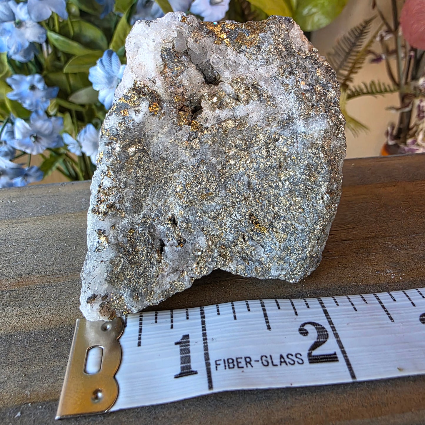 Rough Pyrite and Chalcopyrite on Quartz Rock Specimen from Morocco | Sparkly Fool's Gold