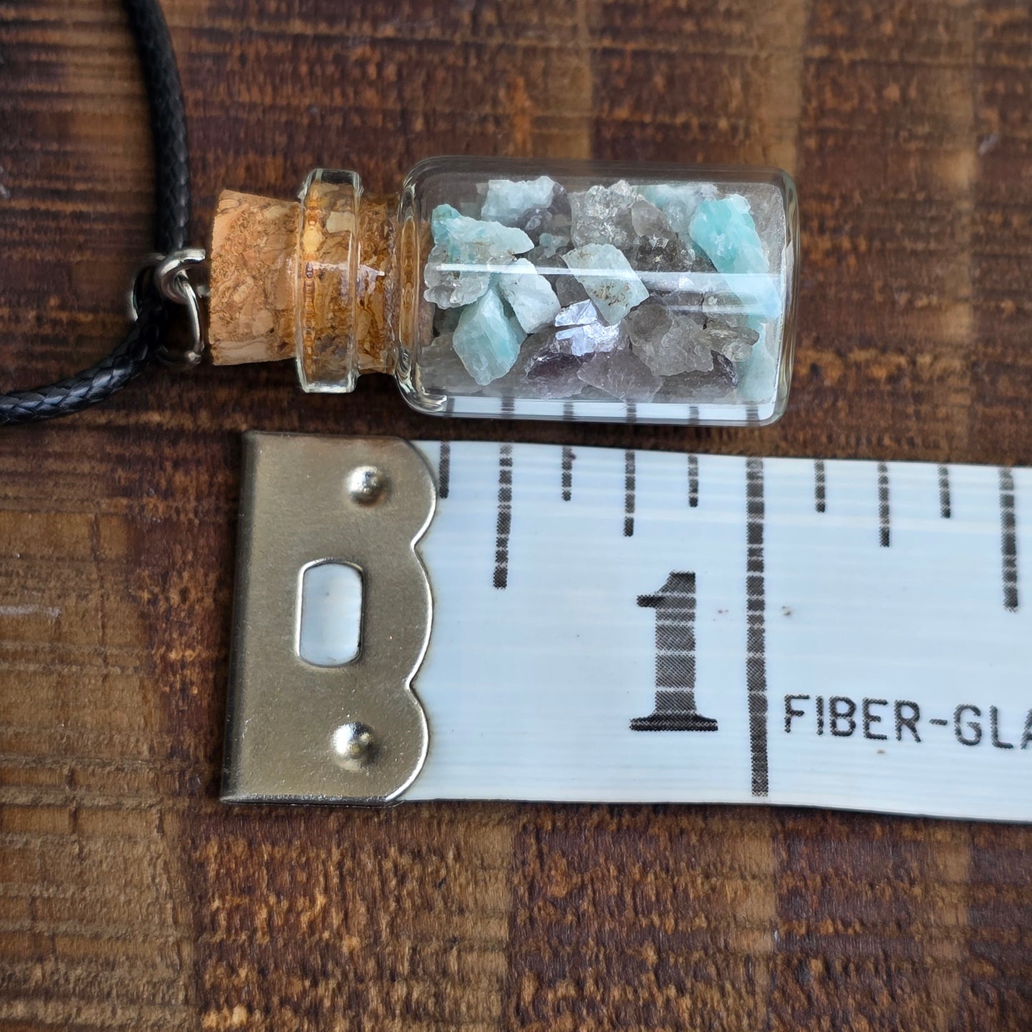 Natural Raw Amazonite and Quartz Necklace | Stone Rock Jewelry | Crystals in a Bottle Pendant |Gemstone Geology Gift