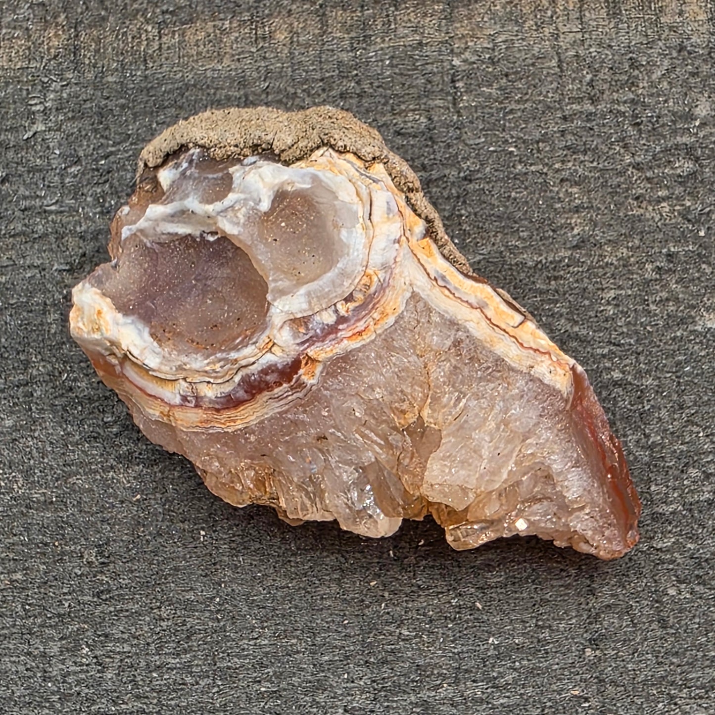 Agate with Quartz Crystal Specimen: Natural Mule Mountains, California Desert Rock (12.90 grams)