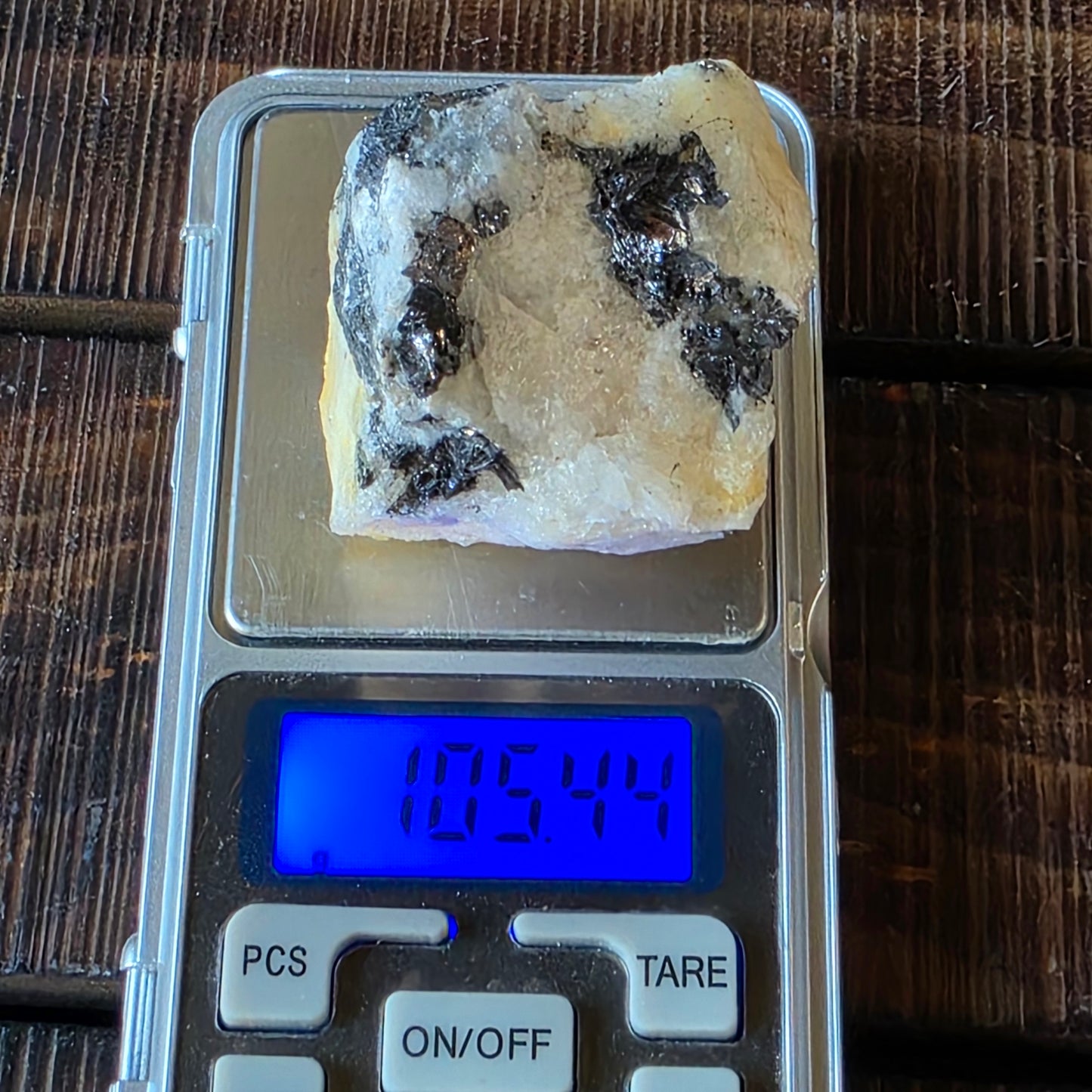 Galena on Quartz Matrix Rock - 105.44g - Mineral Specimen from Morocco - Raw Shiny Stone