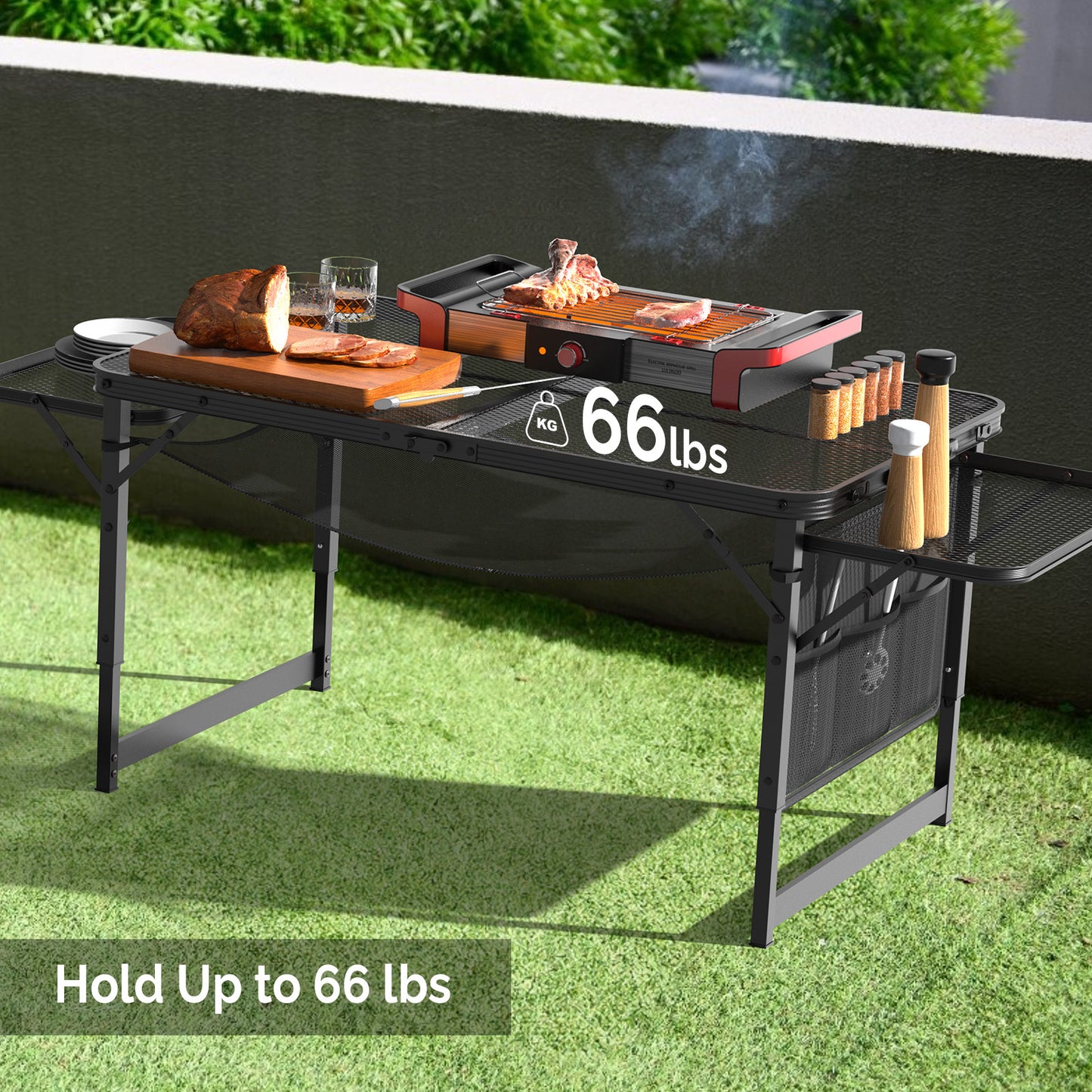 4.7 ft Black Outdoor Folding Table