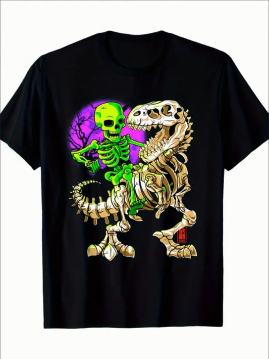 Green Skull Tyrannosaurus Rex Skeleton T-Shirt – Bold and Unforgettable Style