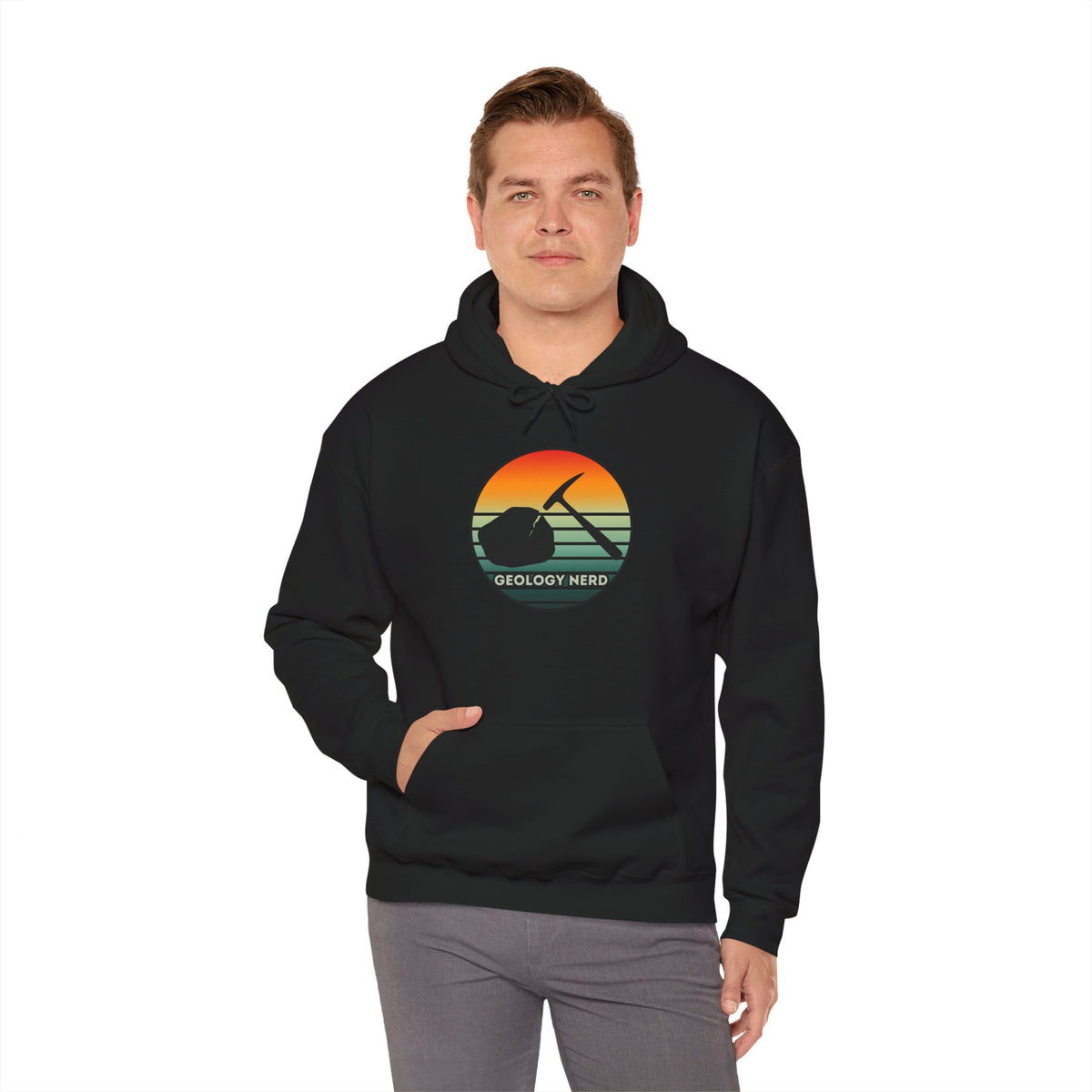Geology Nerd Hoodie Rock Hammer Sunset Silhouette Rockhound Gift Unisex