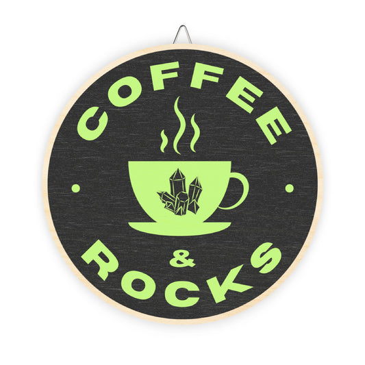 Coffee & Rocks Wood Sign – Rustic Wall Decor for Coffee and Geology Lovers