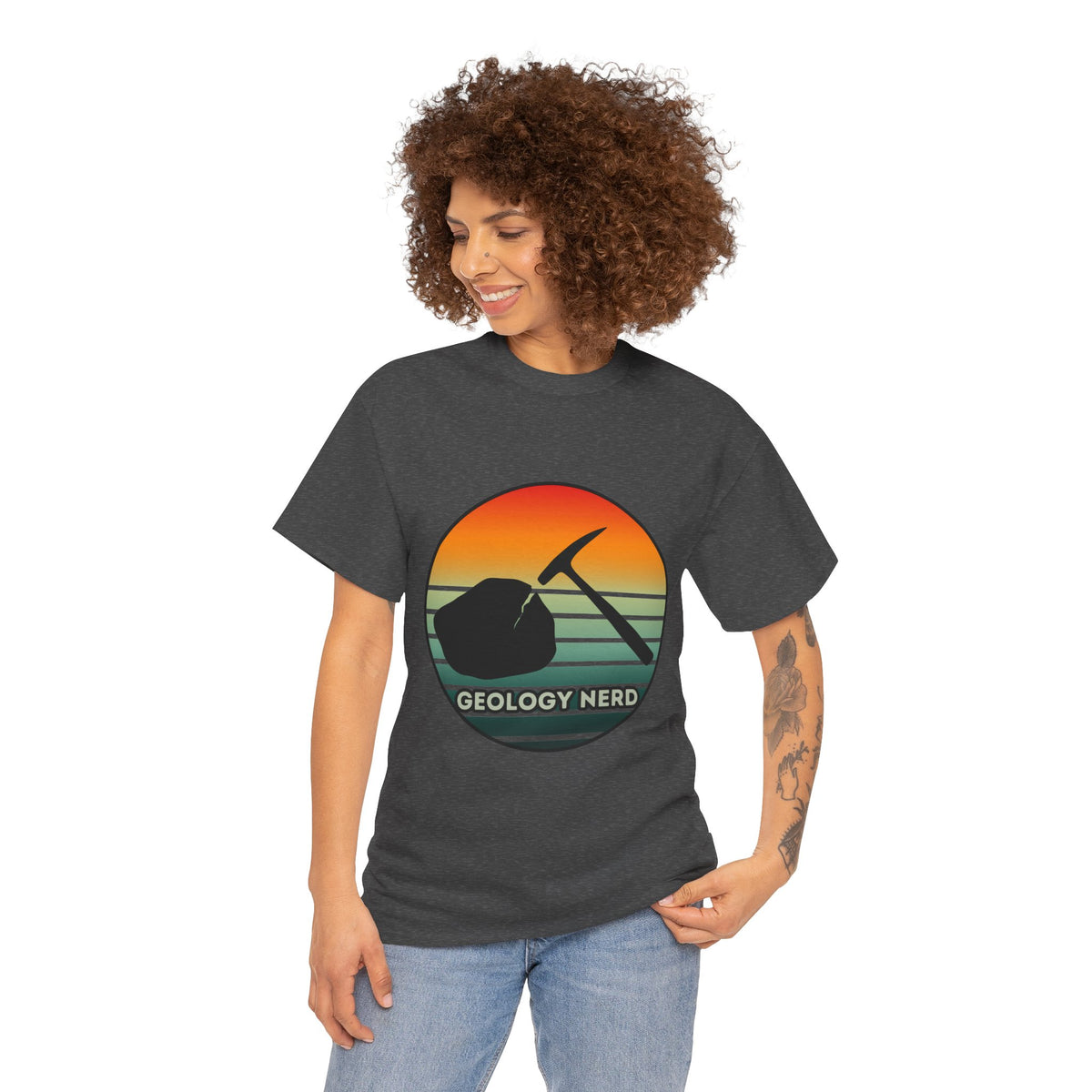 Geology Nerd T-Shirt Rock Hammer Sunset Silhouette Rockhound Geologist Gift