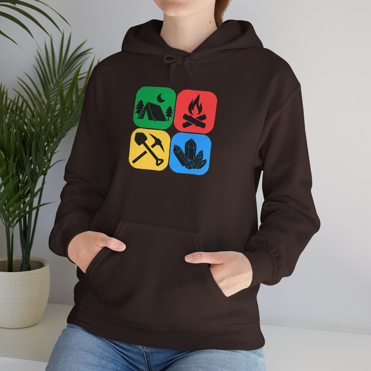 Color Block Icon Rockhound Hoodie Camping Adventure Unisex Hooded Sweatshirt