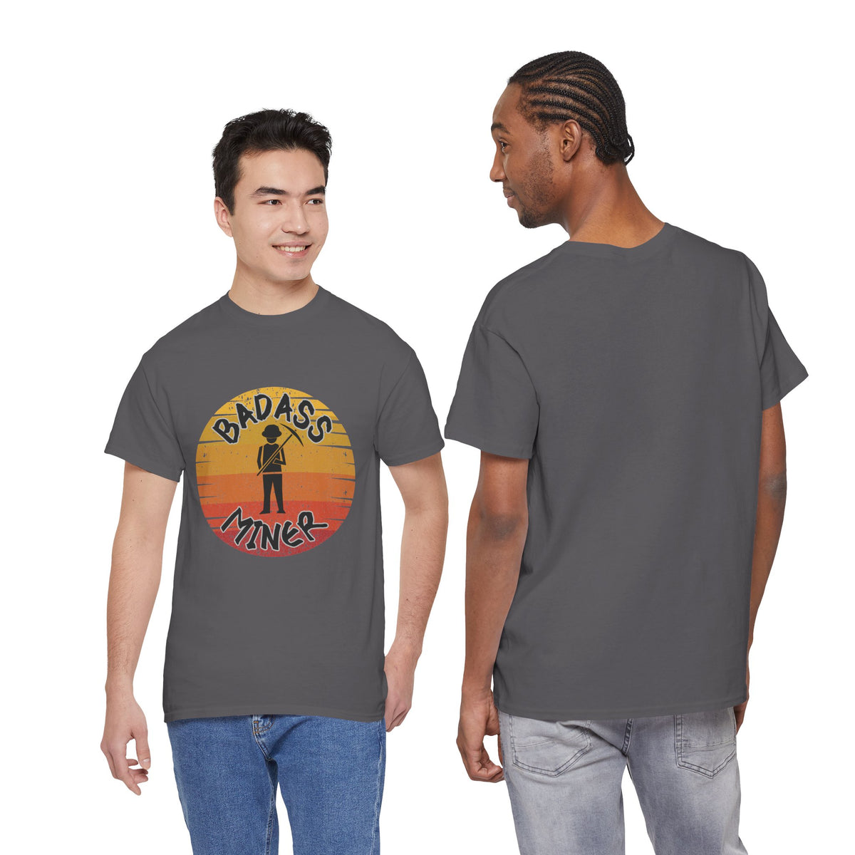 Badass Miner Rock Hammer Sunset Unisex Cotton Tee