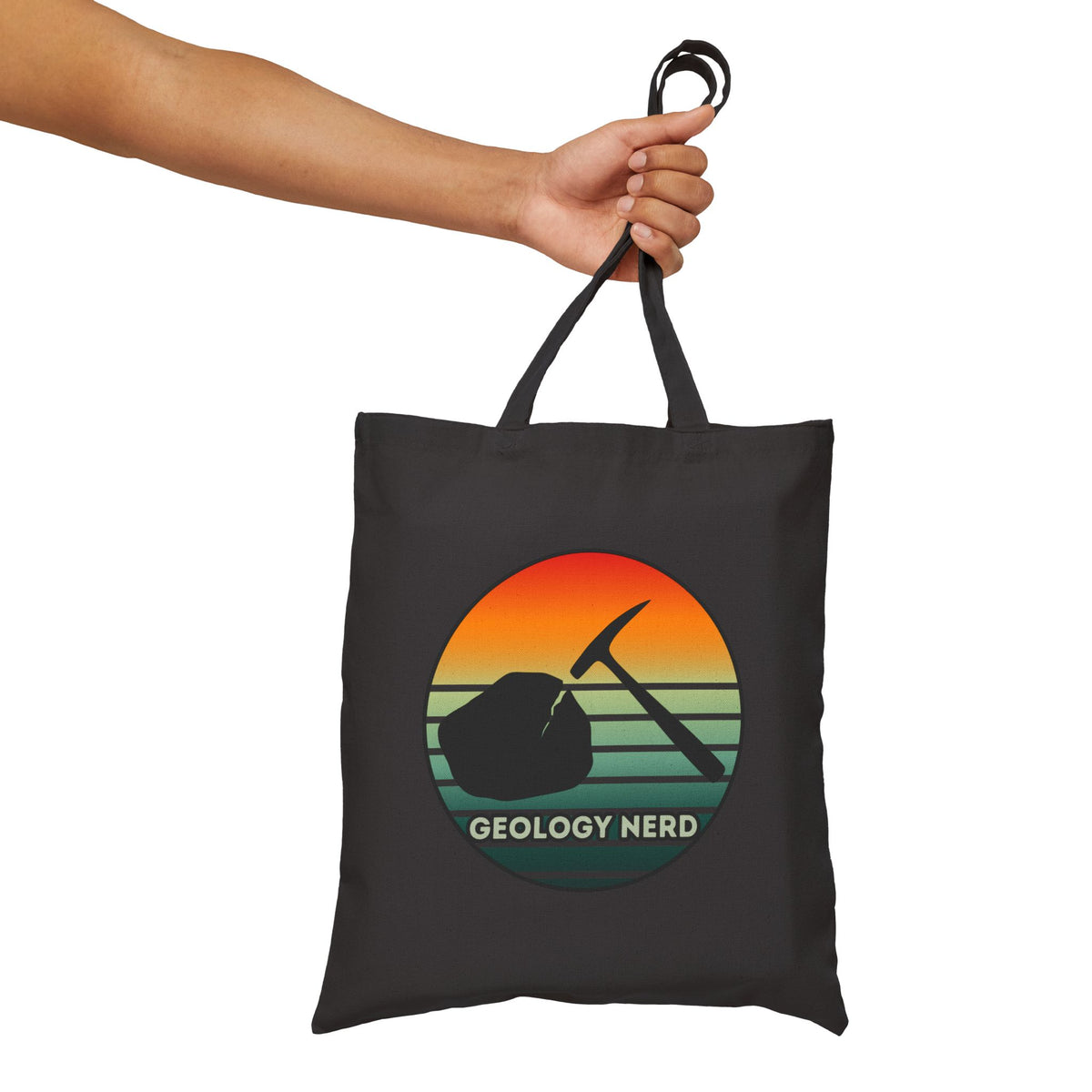 Geology Nerd Tote Bag Sunset Rock Hammer Cotton Canvas Reusable