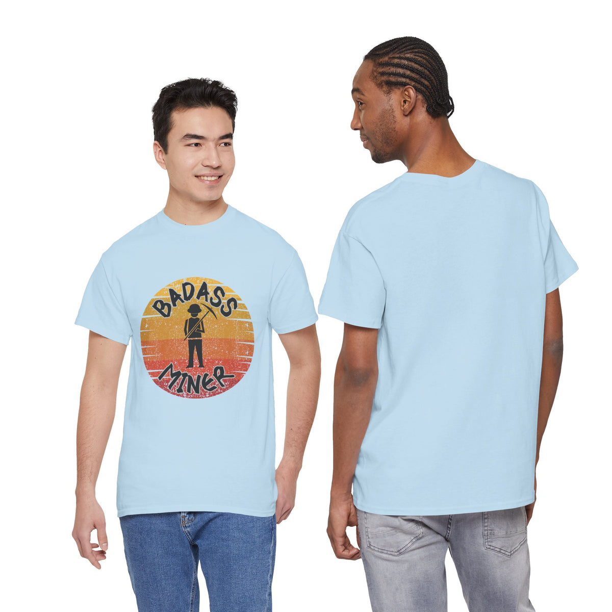 Badass Miner Rock Hammer Sunset Unisex Cotton Tee