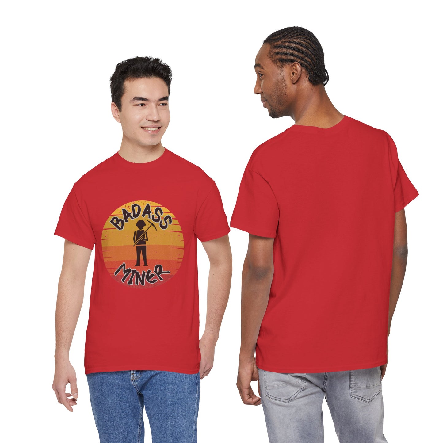Badass Miner Rock Hammer Sunset Unisex Cotton Tee