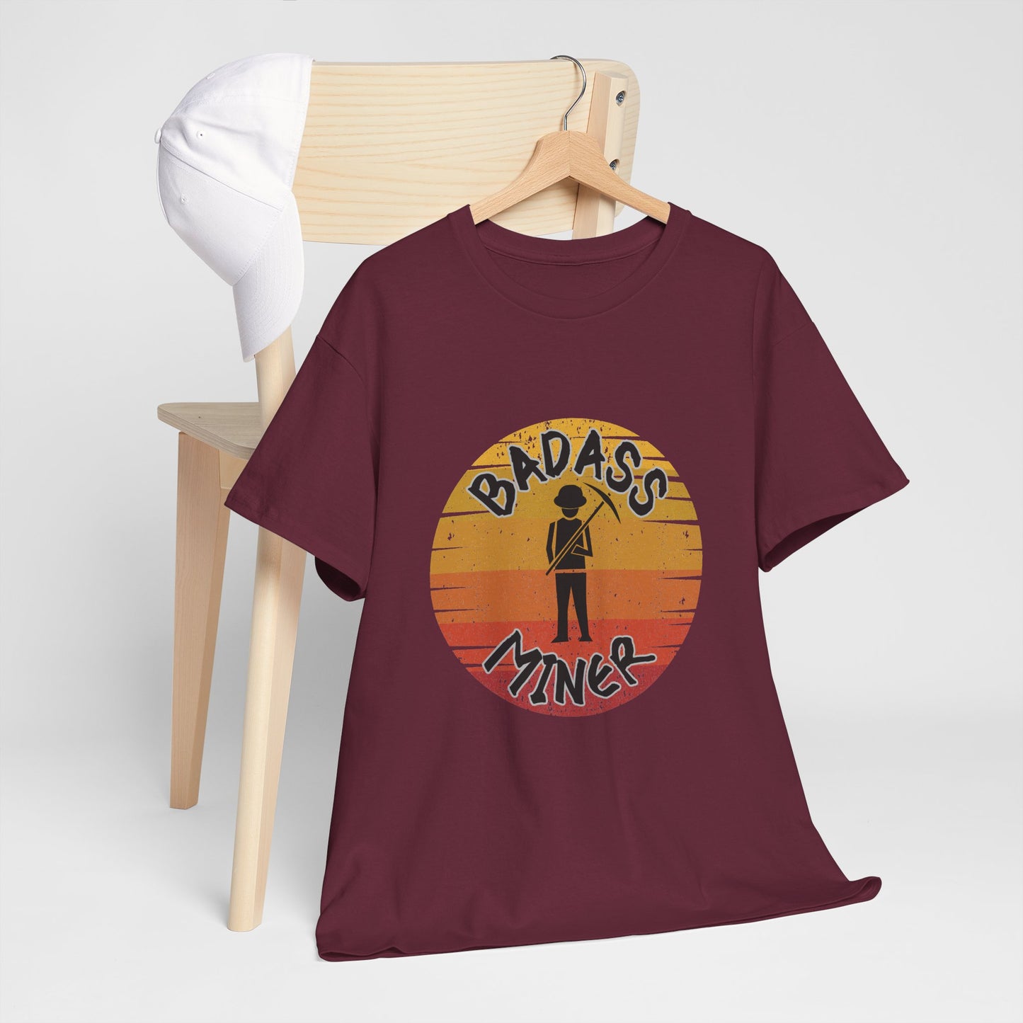 Badass Miner Rock Hammer Sunset Unisex Cotton Tee