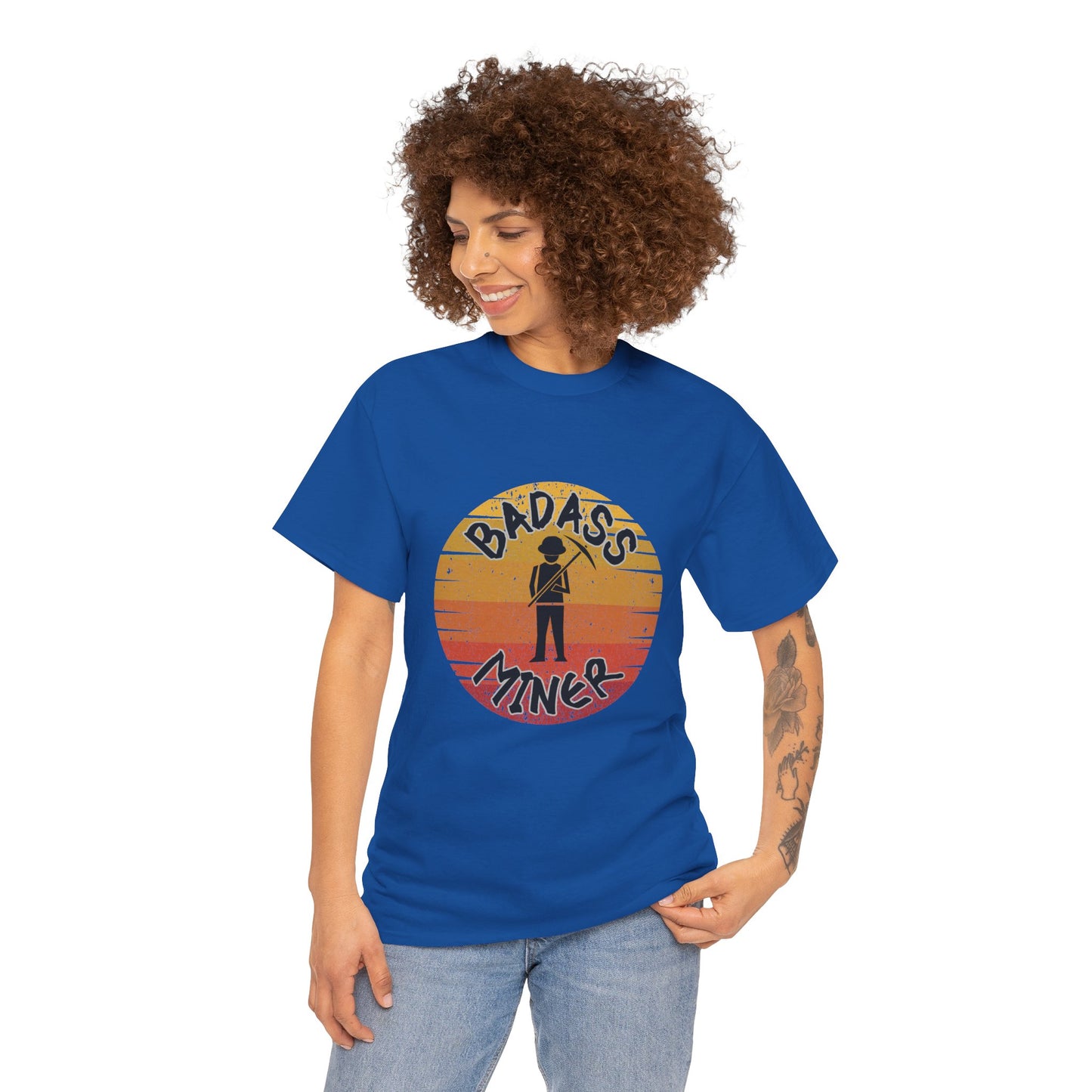 Badass Miner Rock Hammer Sunset Unisex Cotton Tee