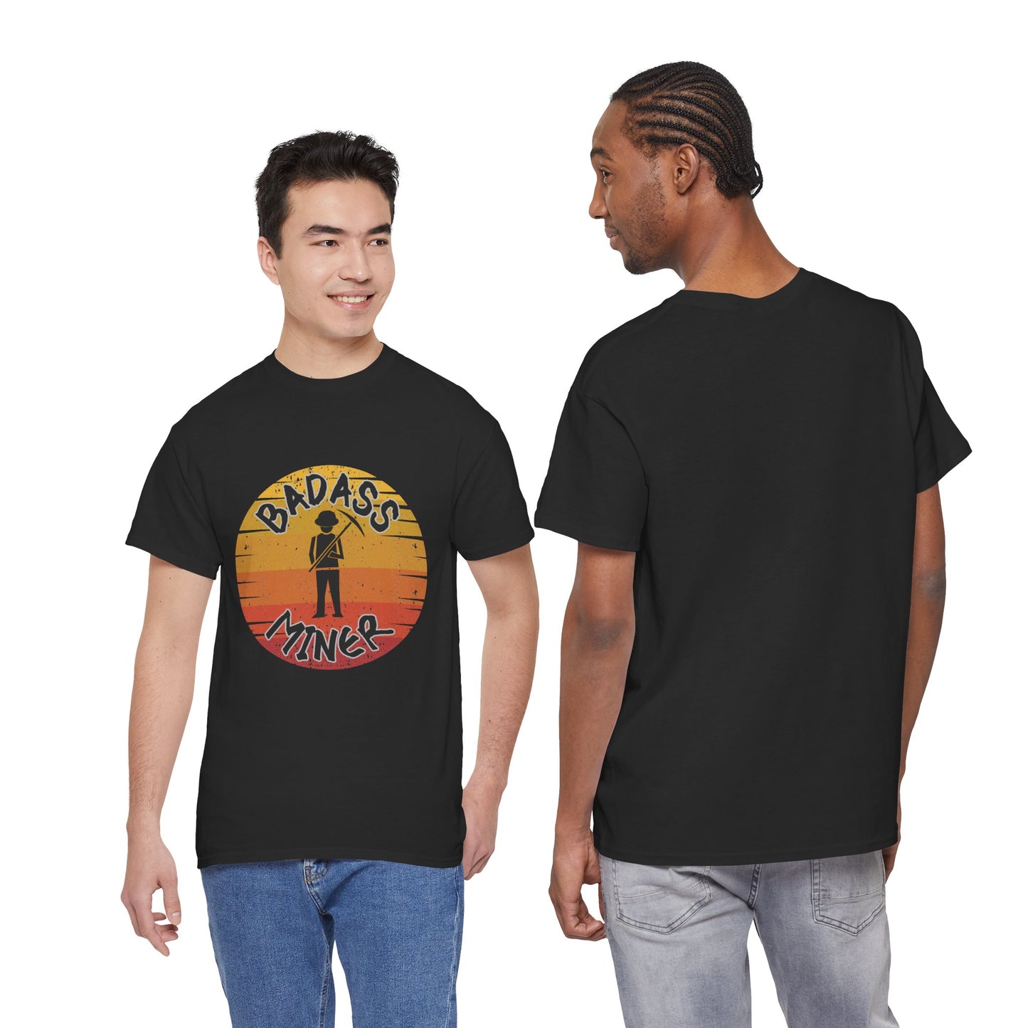 Badass Miner Rock Hammer Sunset Unisex Cotton Tee