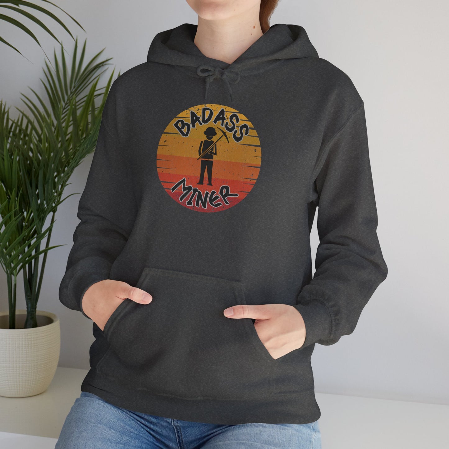 Badass Miner Rock Hammer Sunset Hoodie Unisex Hooded Sweatshirt