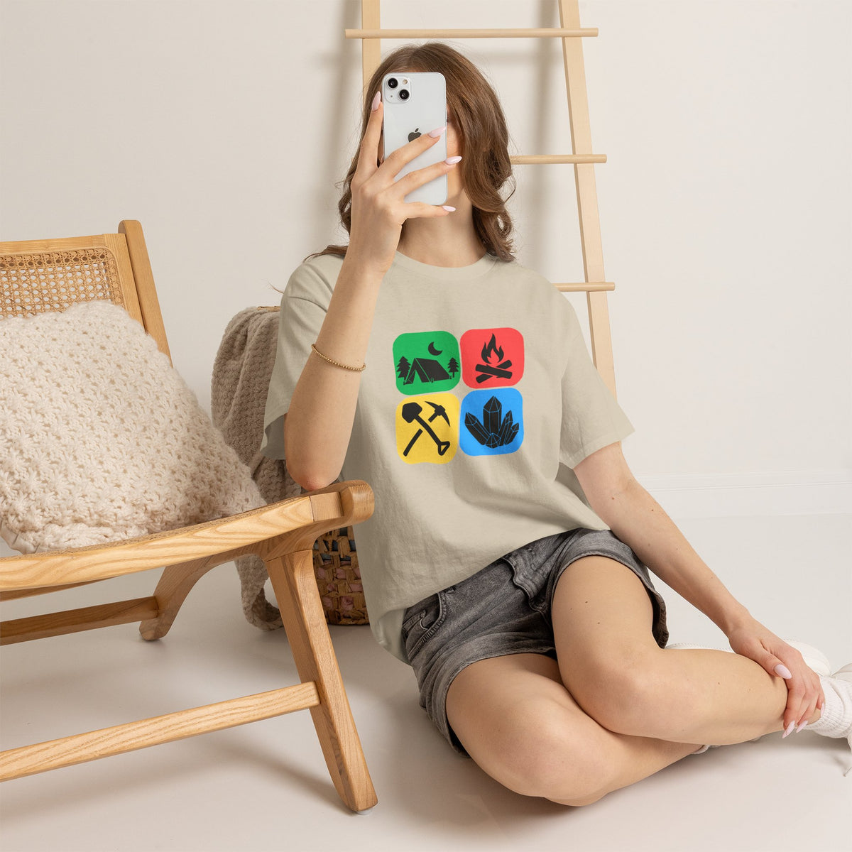 Color Block Icon Rockhound Camping Adventure Unisex Tee