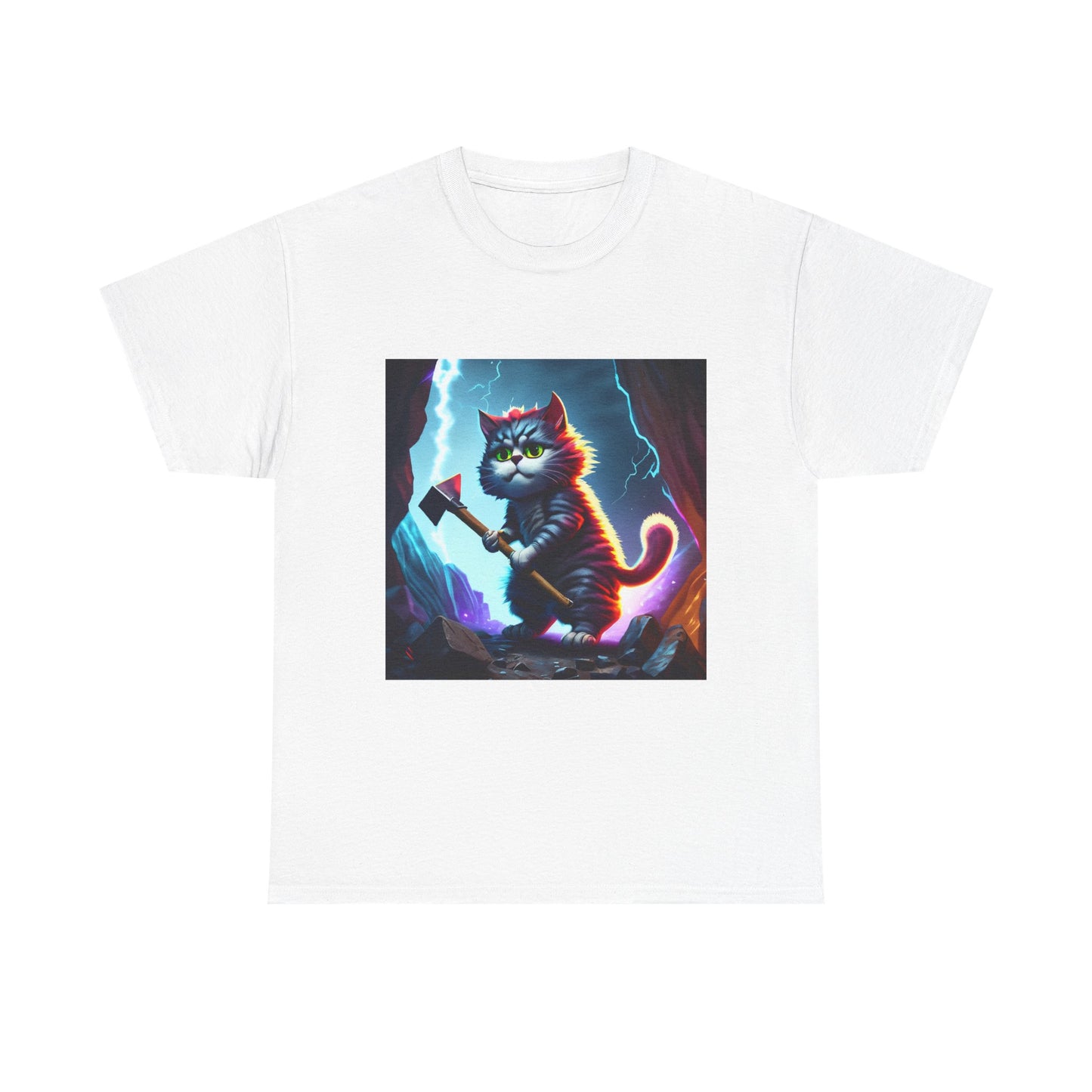 Epic Cat Mining in a Thunderstorm Adventure T-Shirt - Gift for Miners and Geologists