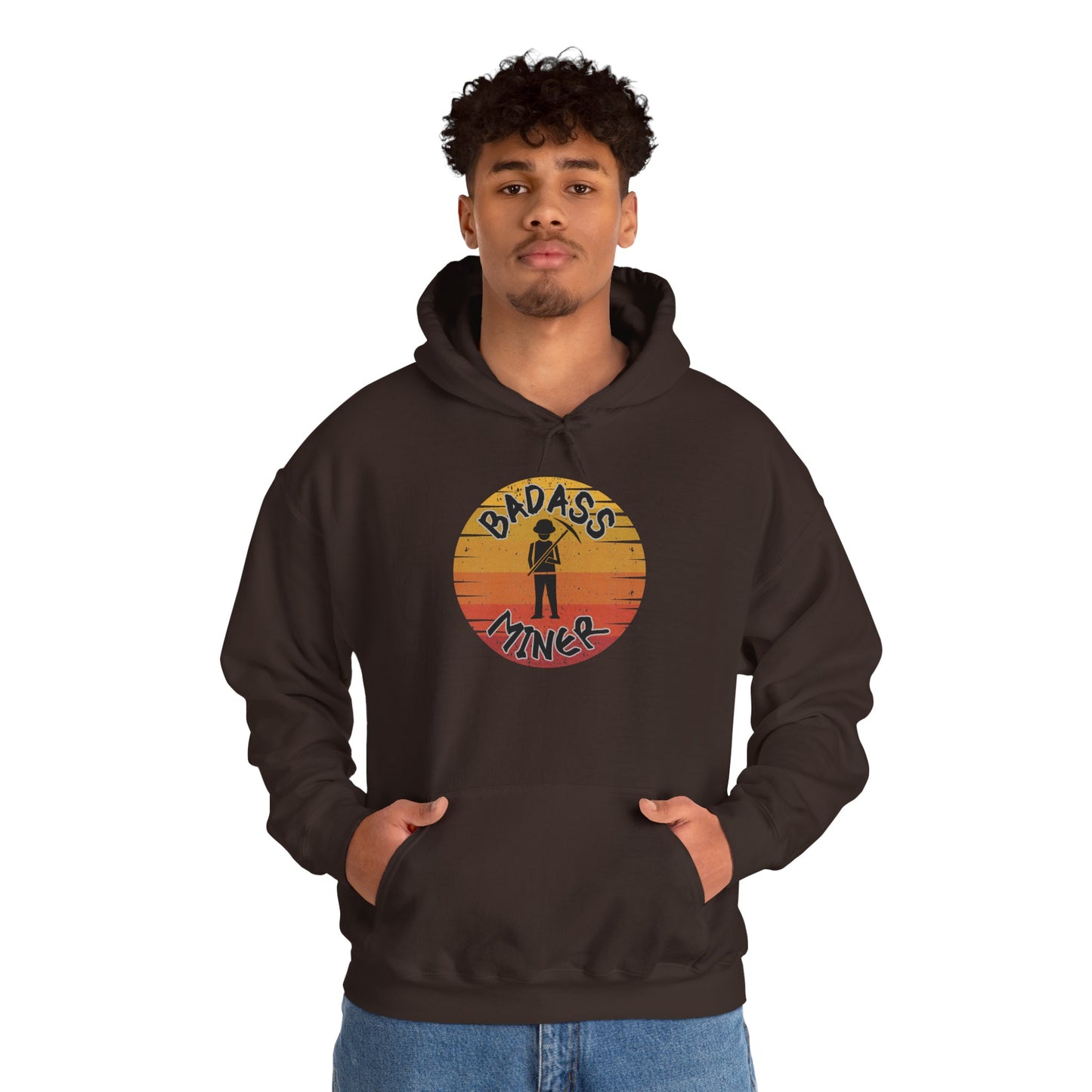 Badass Miner Rock Hammer Sunset Hoodie Unisex Hooded Sweatshirt