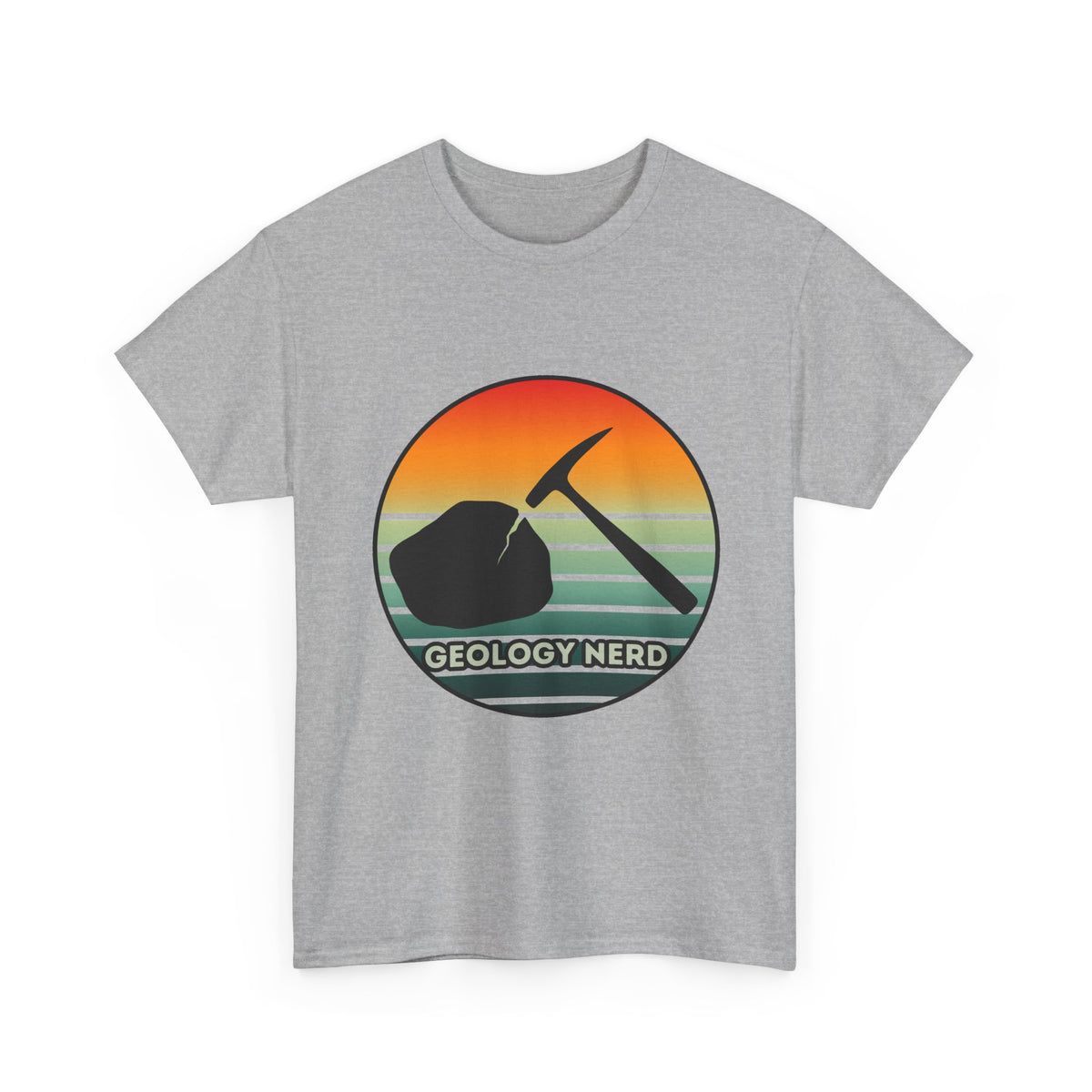 Geology Nerd T-Shirt Rock Hammer Sunset Silhouette Rockhound Geologist Gift