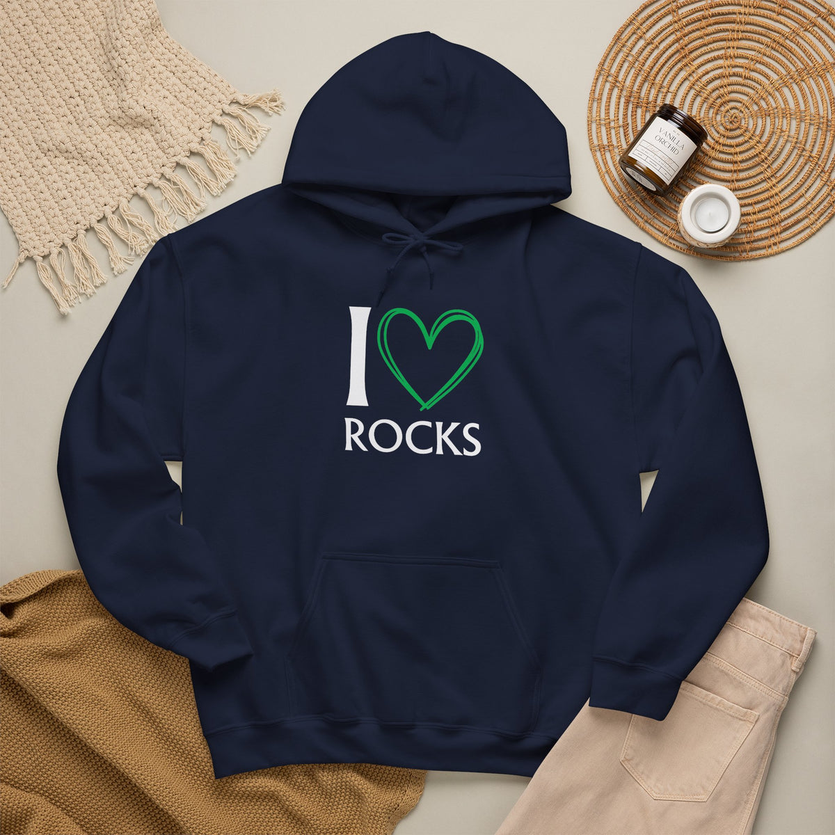 I Love Rocks Hoodie Rockhound, Geology & Rock Collector Hooded Sweatshirt