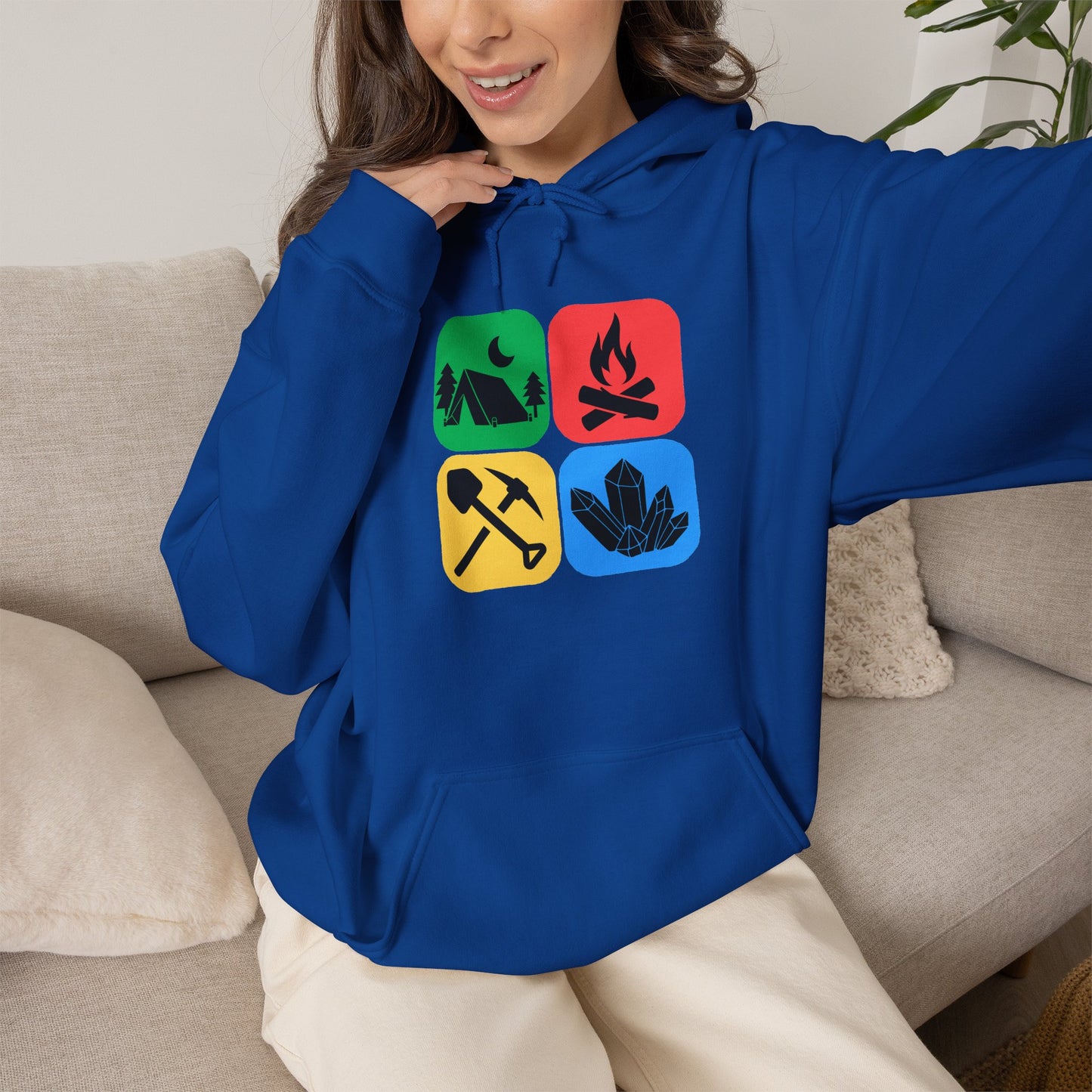 Color Block Icon Rockhound Hoodie Camping Adventure Unisex Hooded Sweatshirt