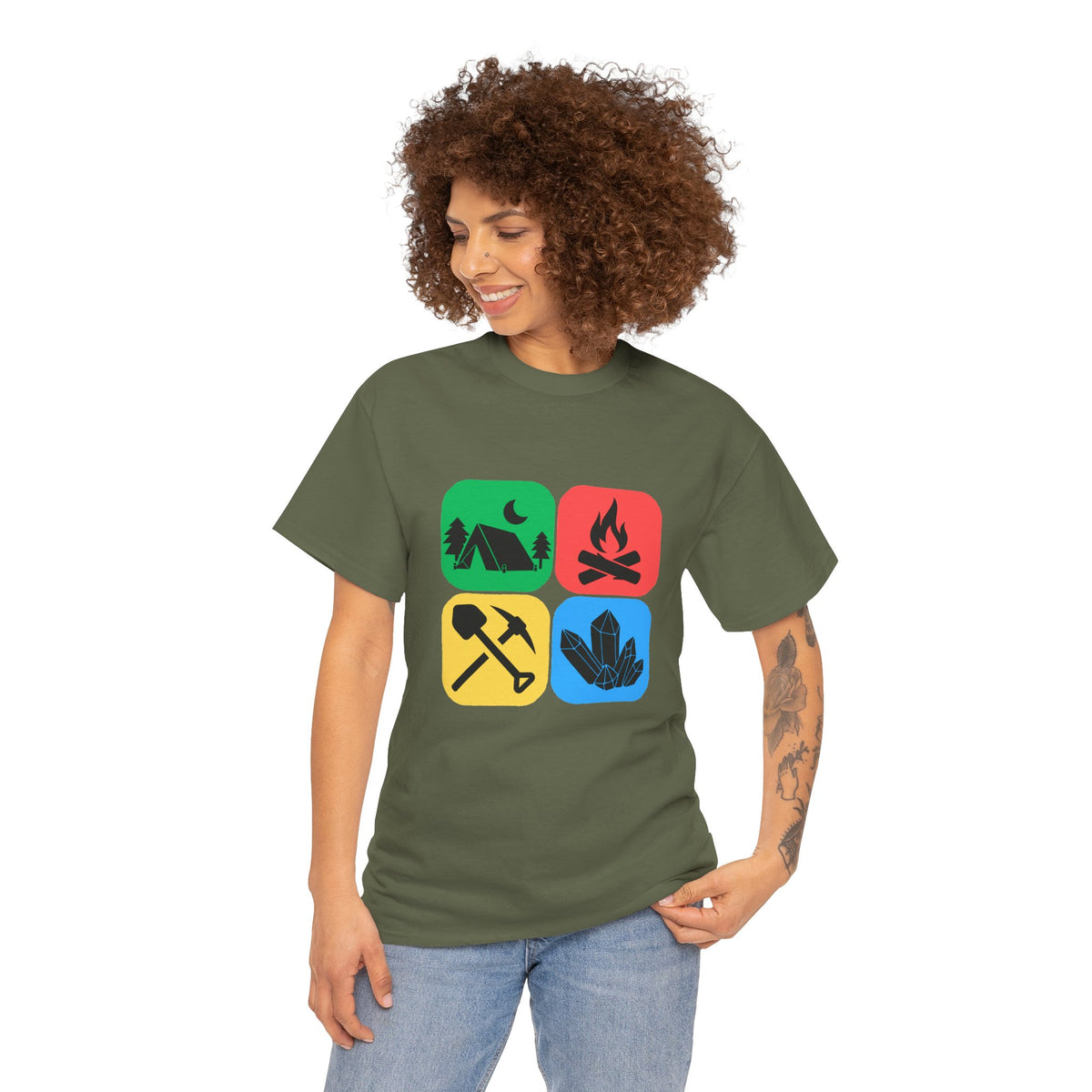 Color Block Icon Rockhound Camping Adventure Unisex Tee