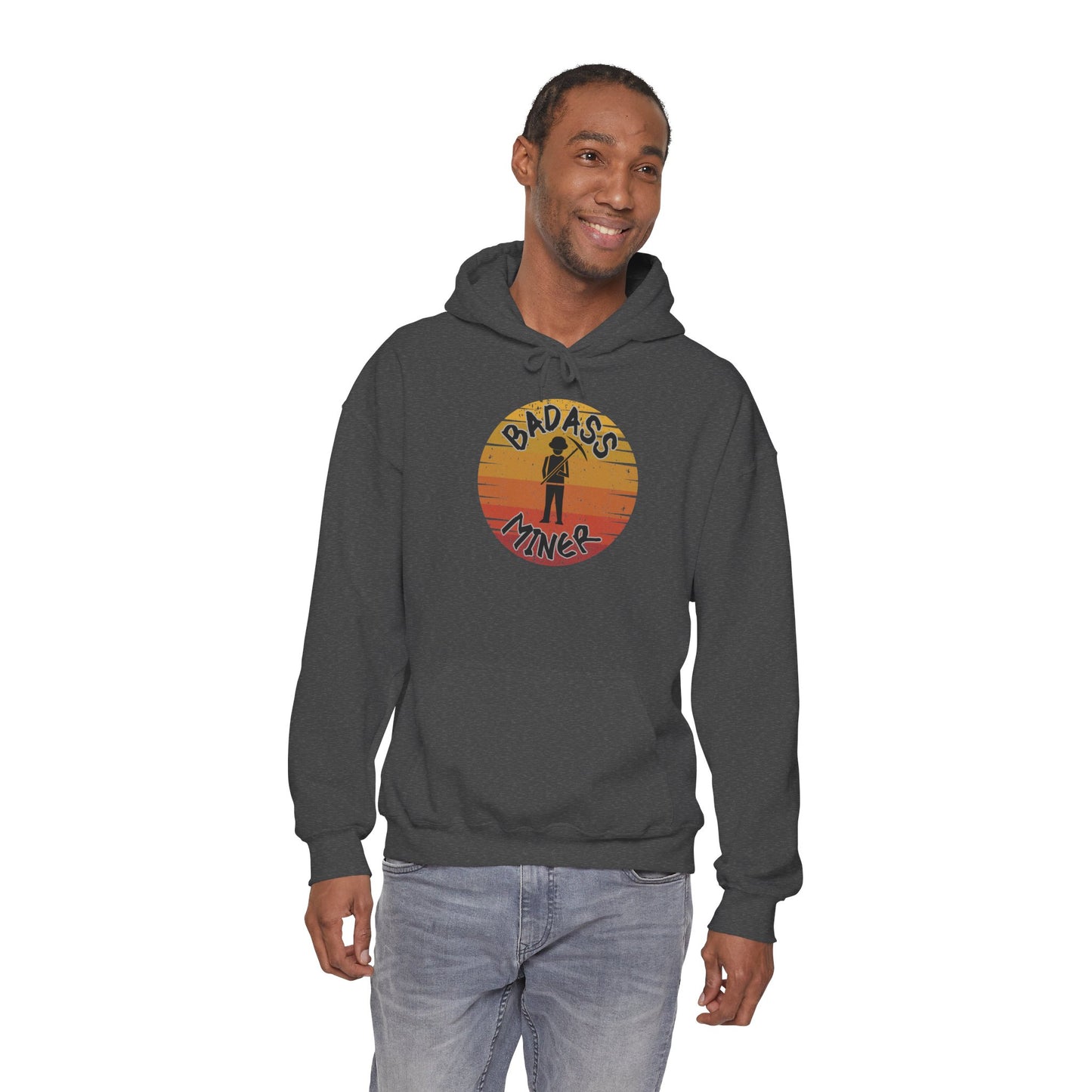 Badass Miner Rock Hammer Sunset Hoodie Unisex Hooded Sweatshirt