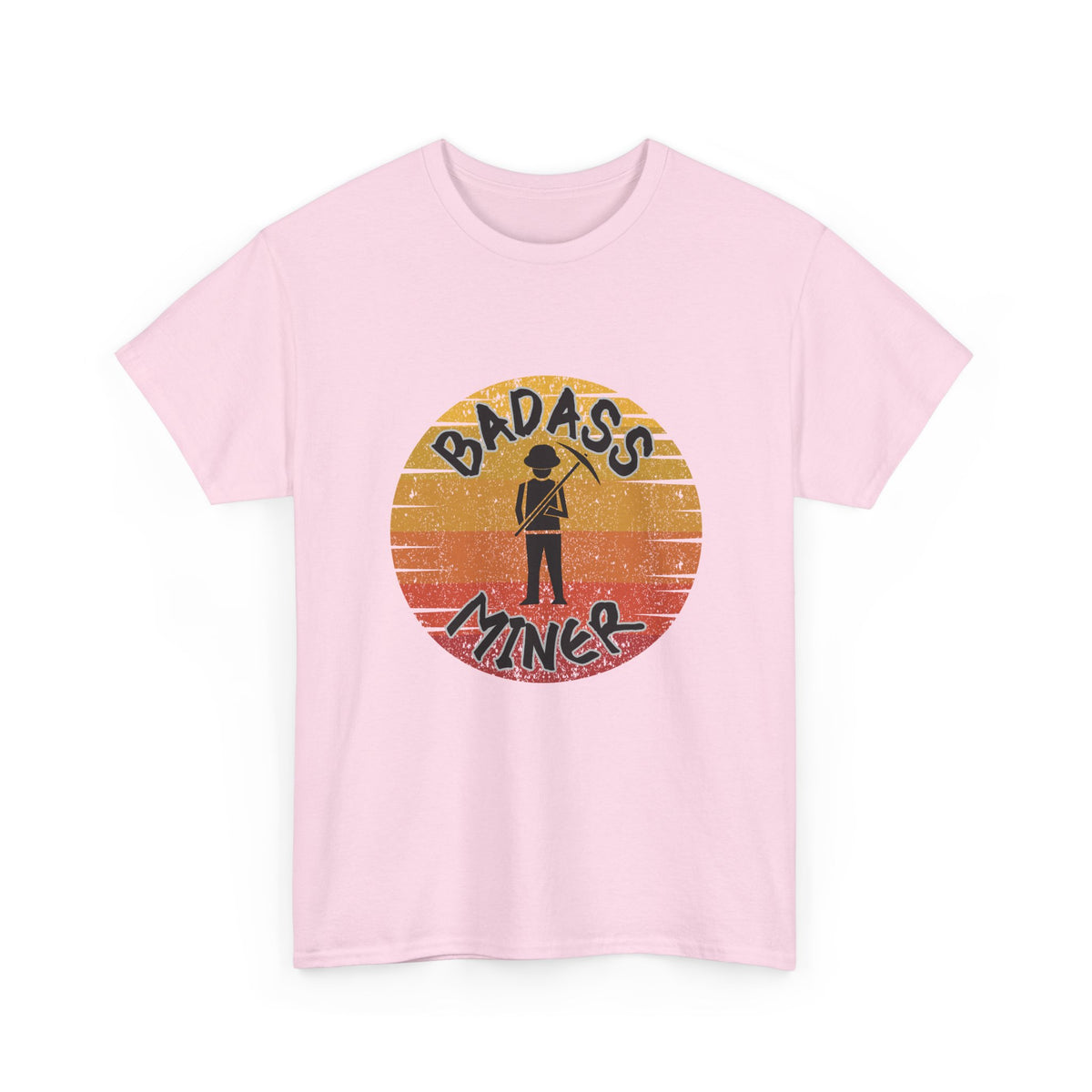 Badass Miner Rock Hammer Sunset Unisex Cotton Tee