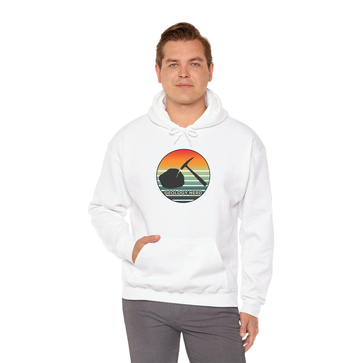 Geology Nerd Hoodie Rock Hammer Sunset Silhouette Rockhound Gift Unisex