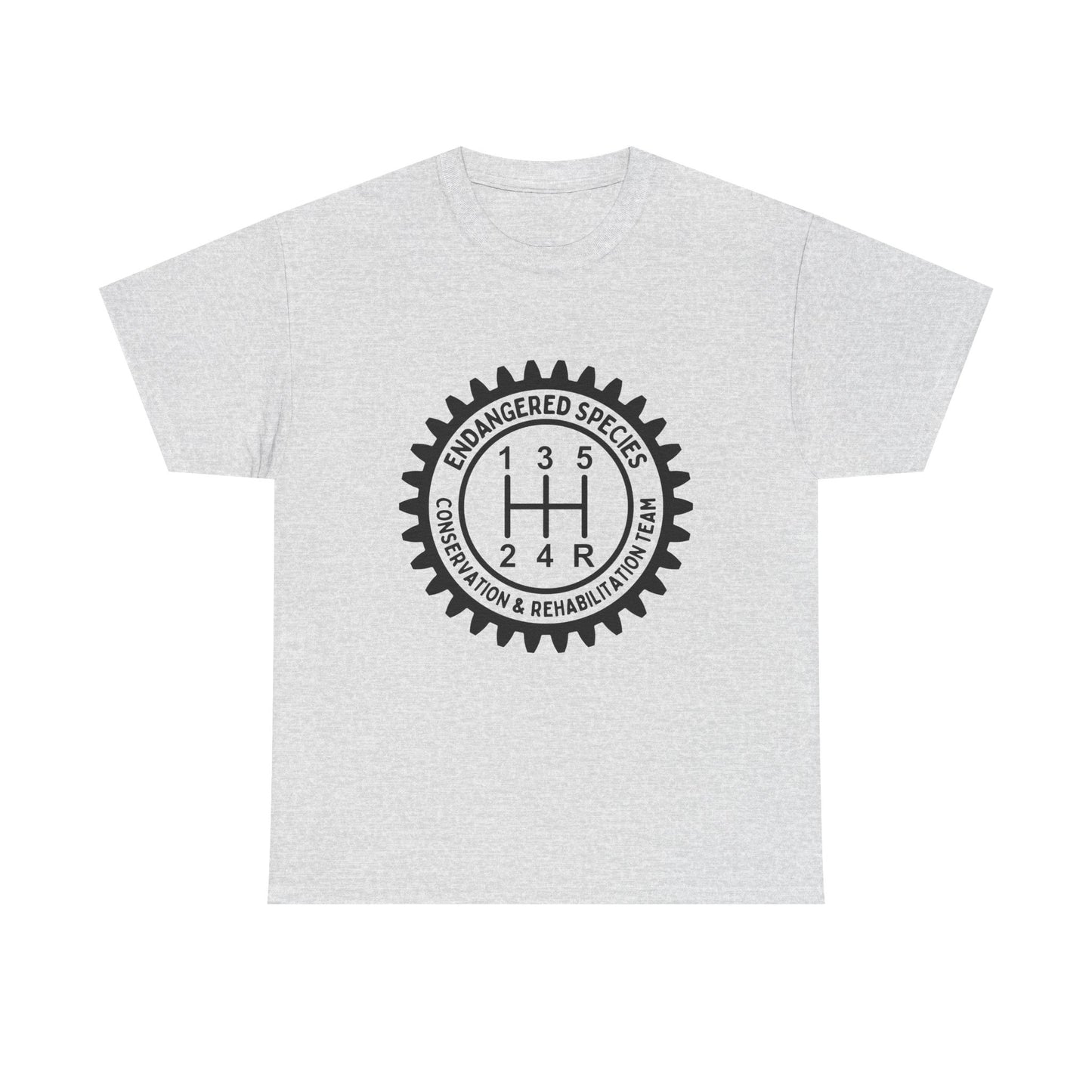 Manual Transmission Stick Shift Humor Tee - Endangered Species Conservation & Rehabilitation Team - Black Print