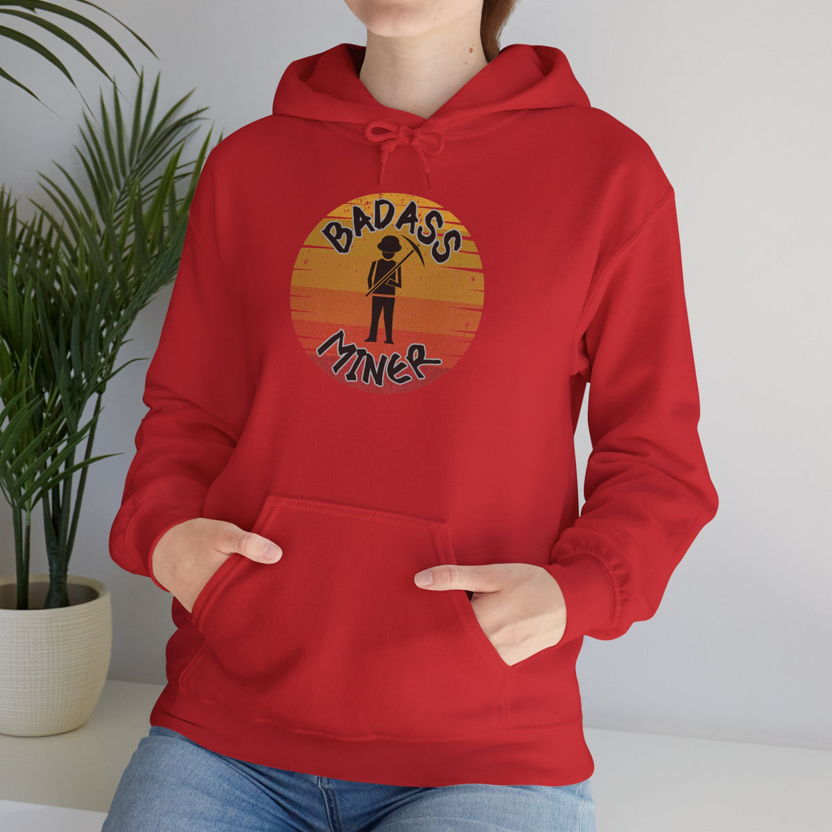 Badass Miner Rock Hammer Sunset Hoodie Unisex Hooded Sweatshirt